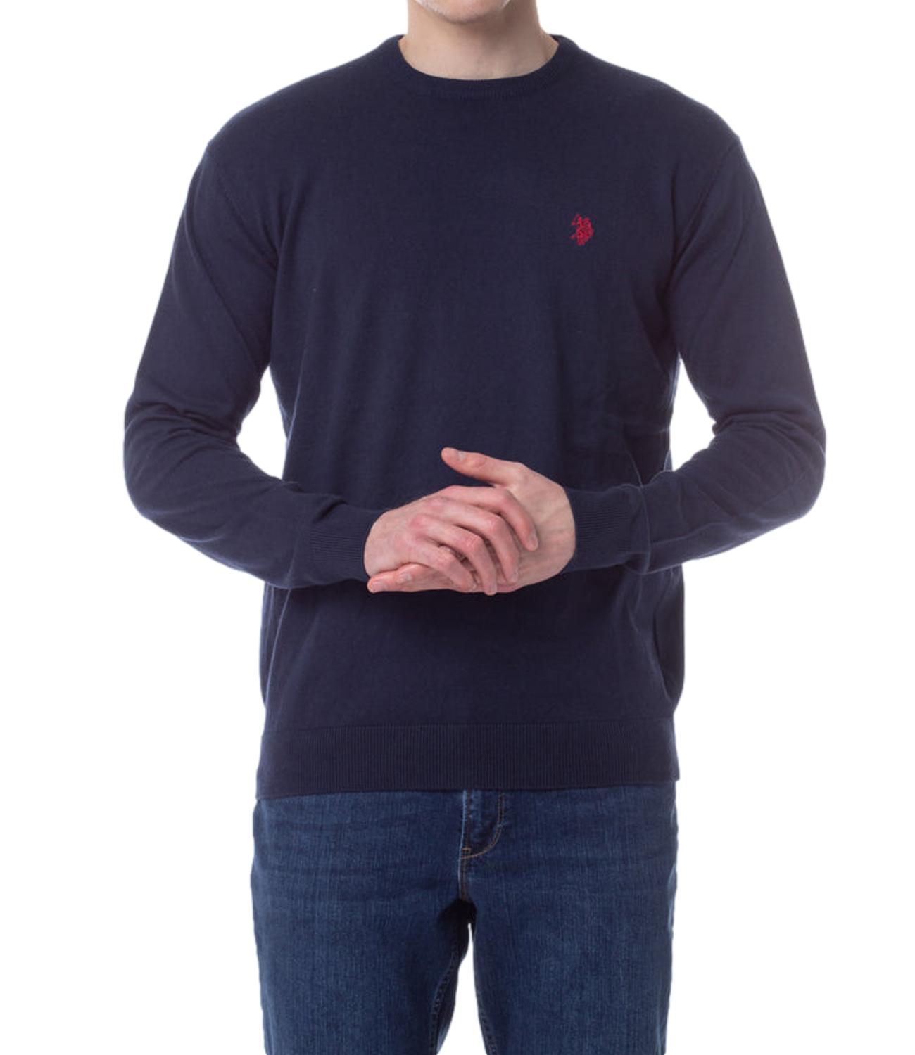 Pullover Leon blu con logo rosso