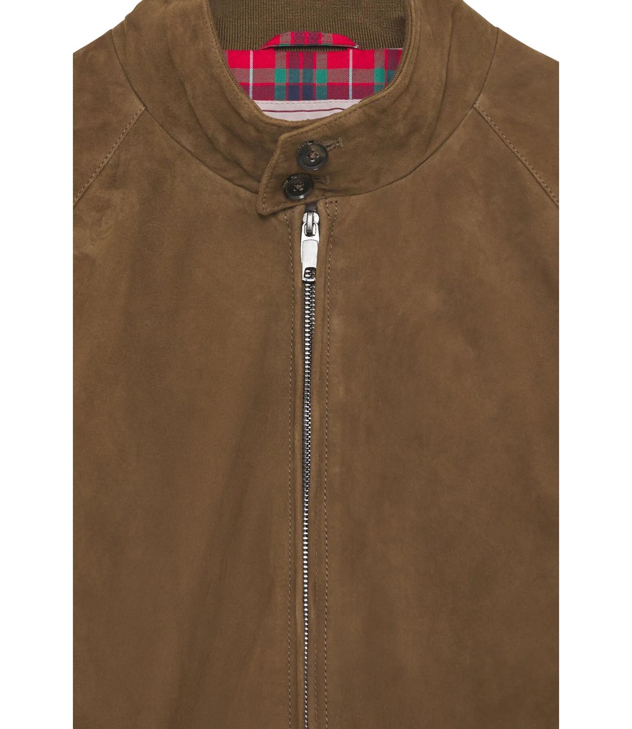 Giubbino G9 in suede scamosciata colore dark olive