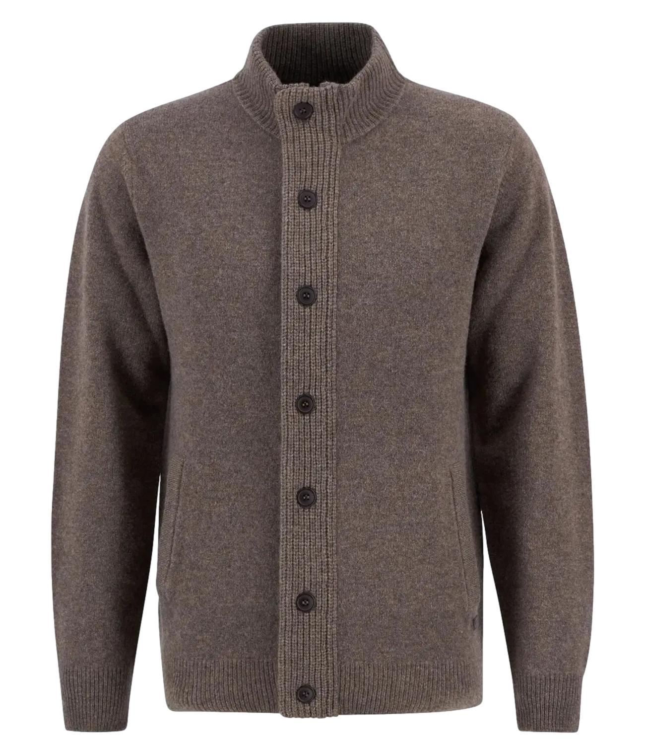 Pullover cardigan marrone con bottoni