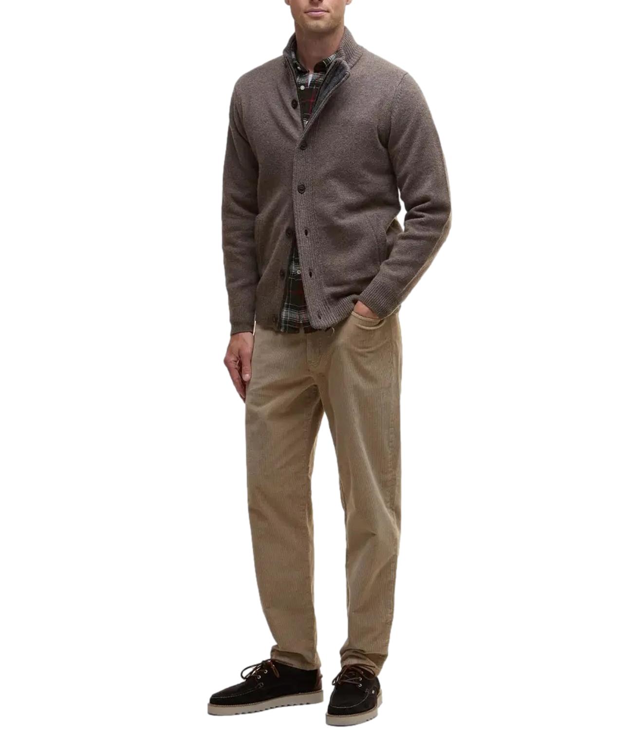 Pullover cardigan marrone con bottoni