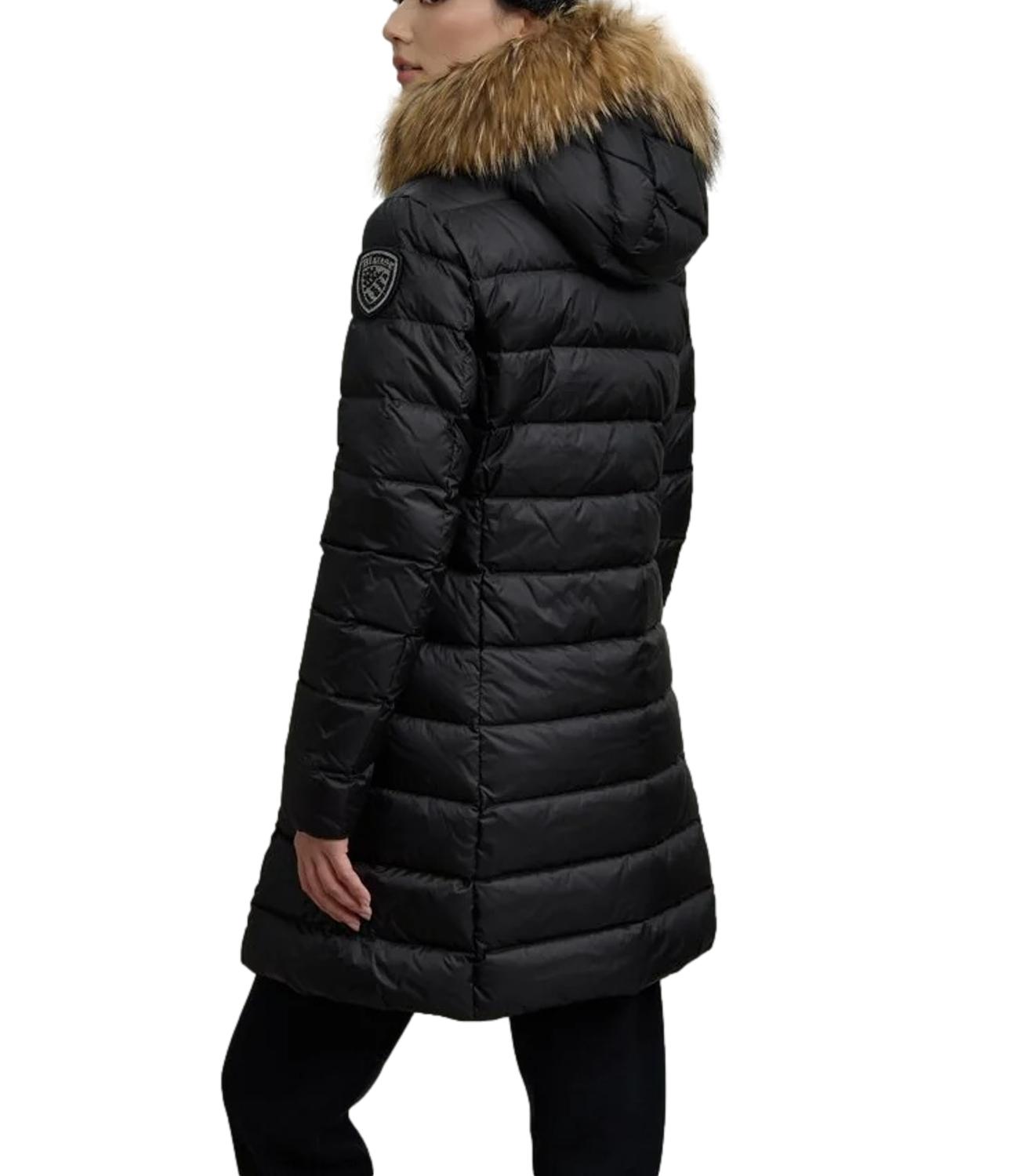 Piumino Lungo Kristin nero con pelliccia fur