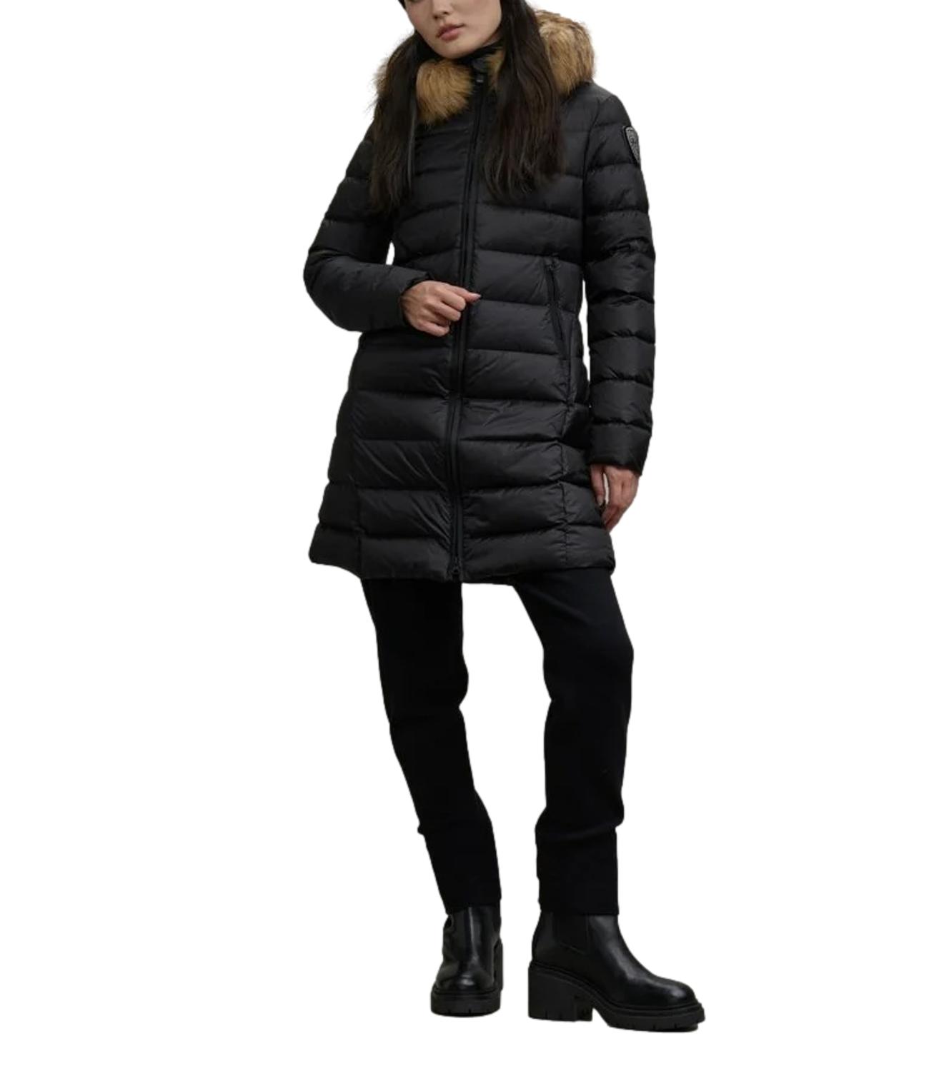 Piumino Lungo Kristin nero con pelliccia fur