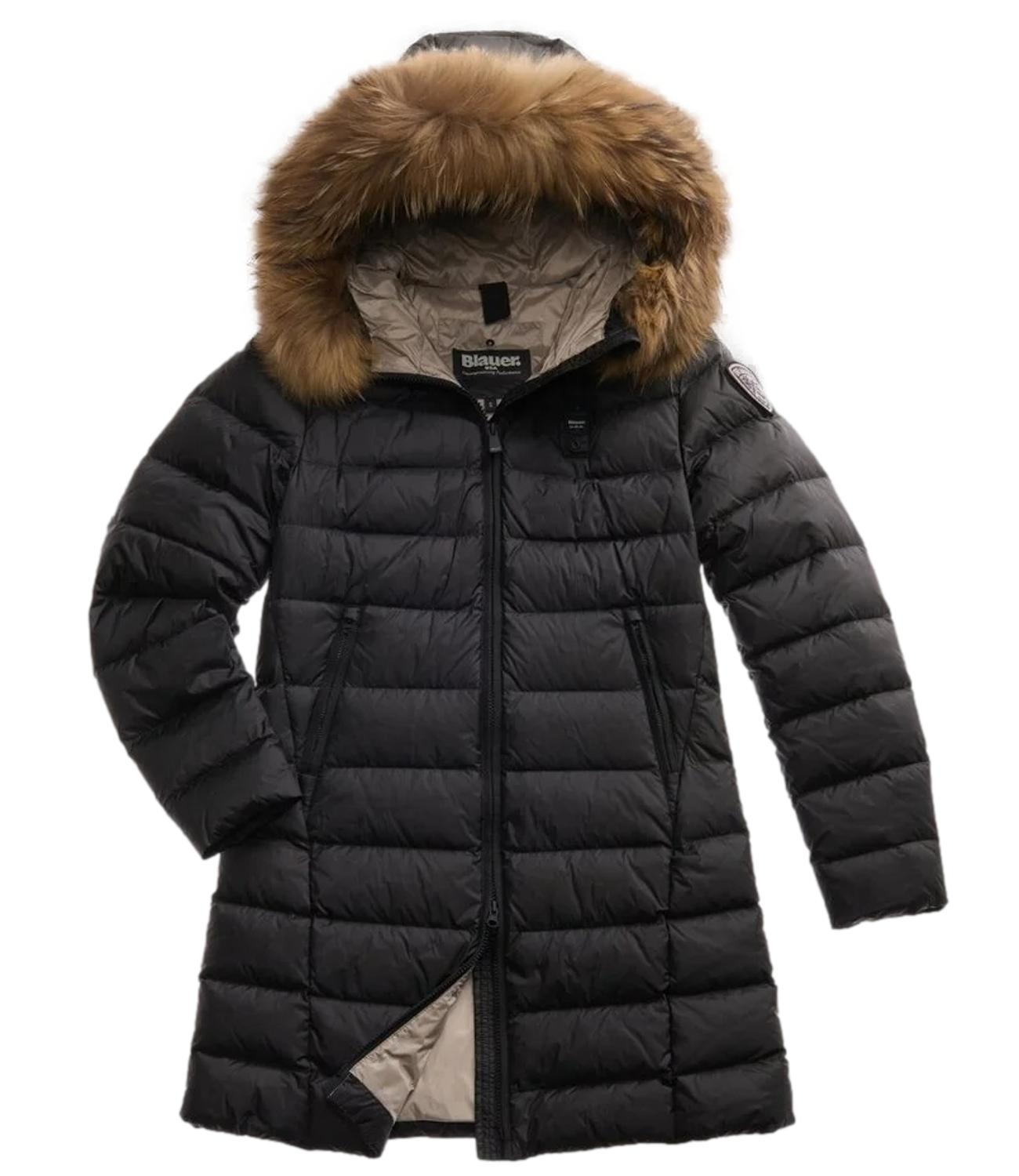 Piumino Lungo Kristin nero con pelliccia fur