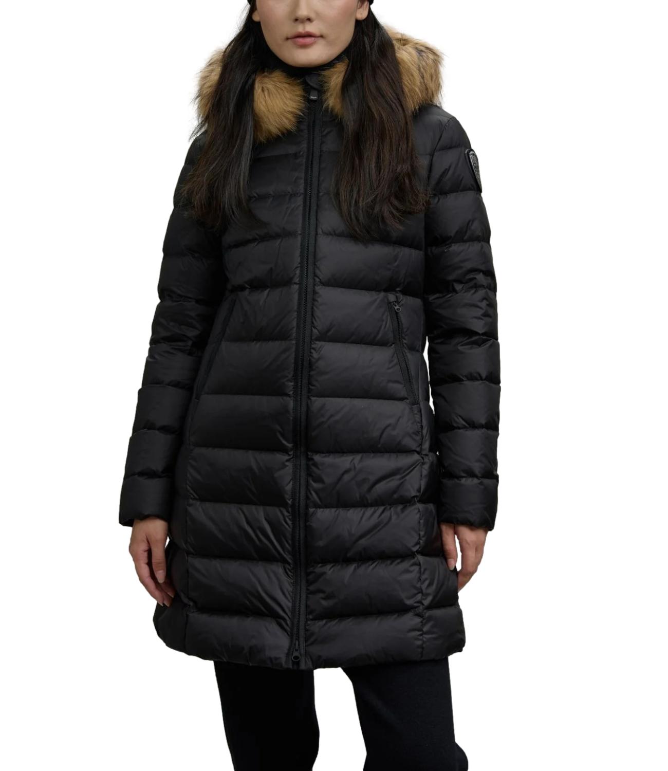 Piumino Lungo Kristin nero con pelliccia fur