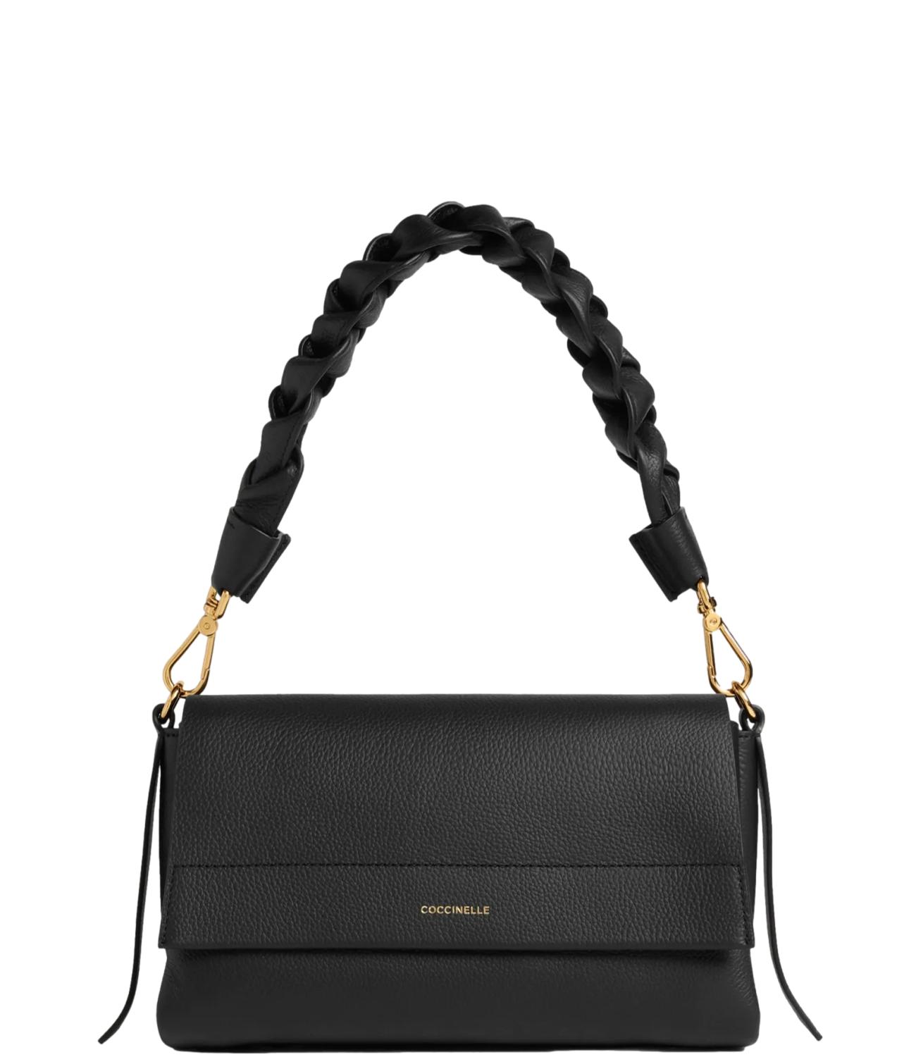 Coccinelle Borsa BOHEME GRANA DOUBLE SMALL Noir/Cognac Donna
