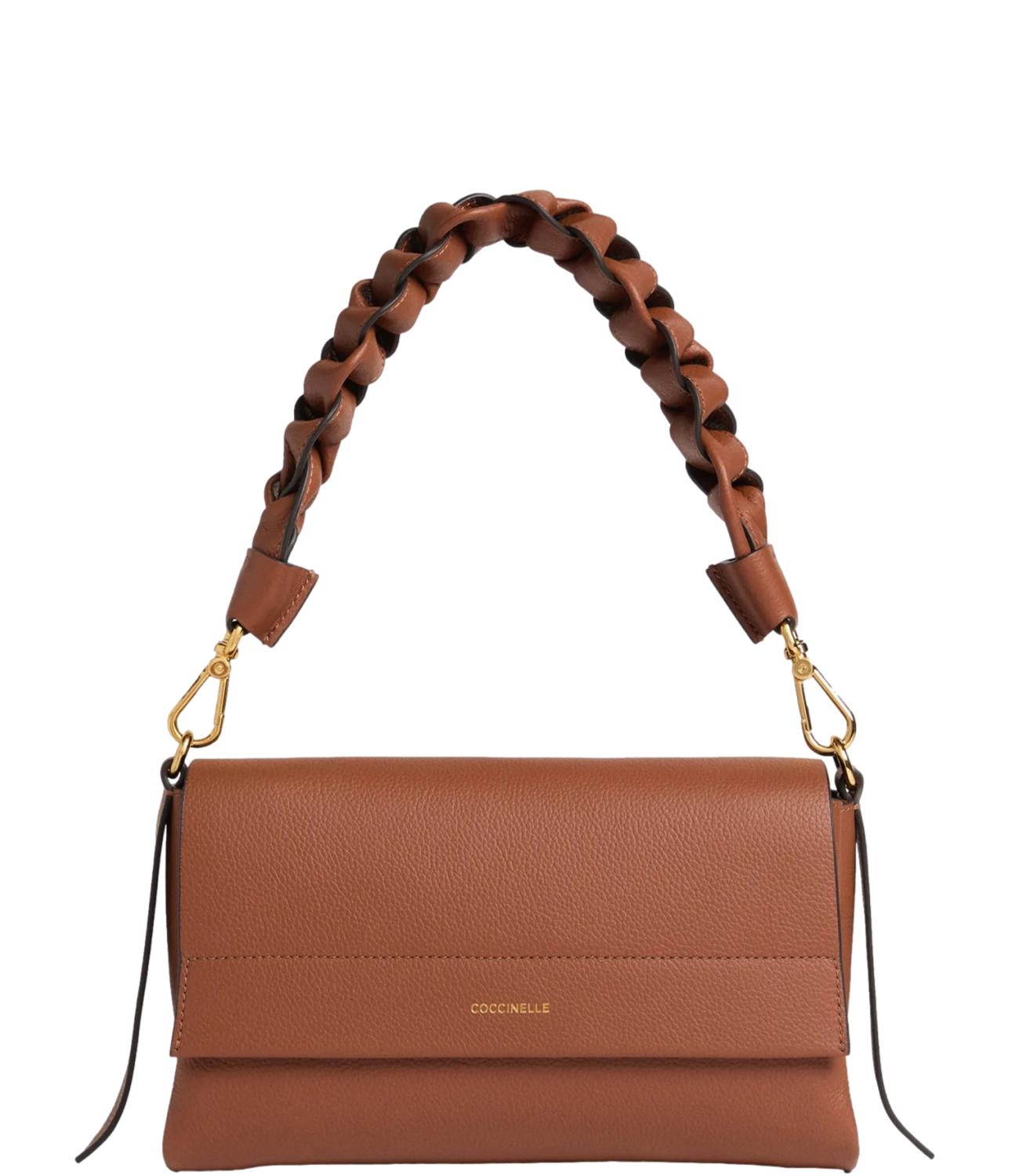 Coccinelle Borsa BOHEME GRANA DOUBLE SMALL Cognac/Noir Donna