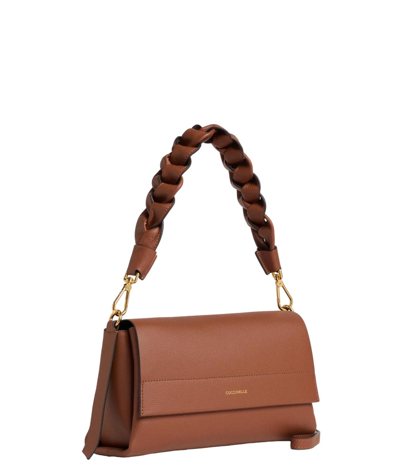 Coccinelle Borsa BOHEME GRANA DOUBLE SMALL Cognac/Noir Donna