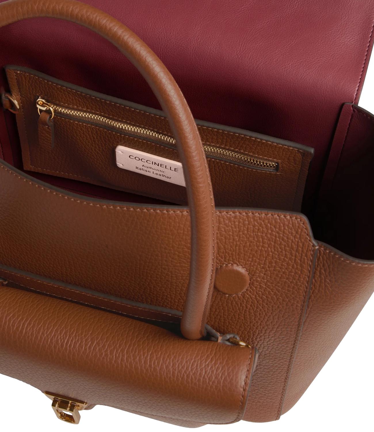 Coccinelle Borsa DOUBLE BEAT MEDIUM Cognac Donna