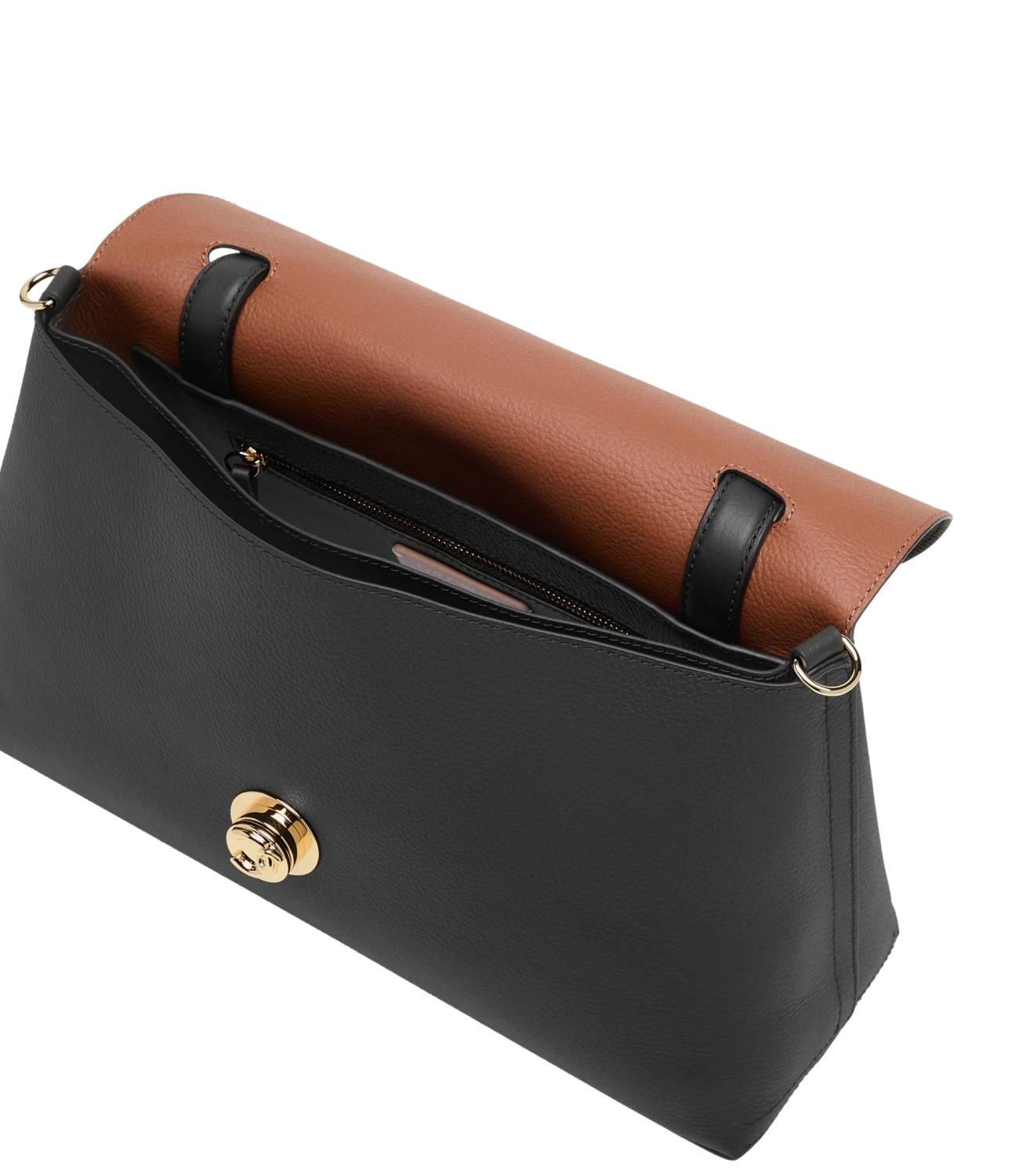 Coccinelle Borsa NIKLA MEDIUM Noir/Cognac Donna