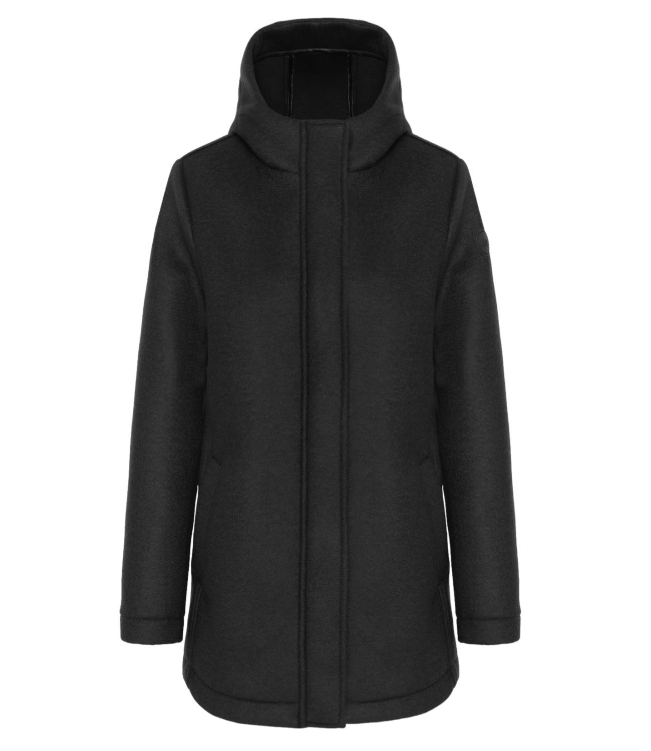 Cappotto nero con cappuccio