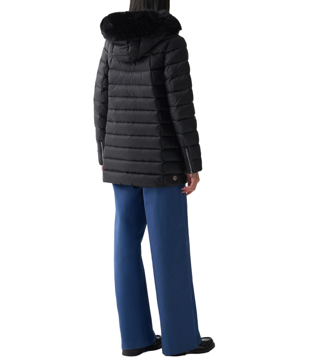 Colmar Piumino lungo nero a trapezio con pelliccia Donna
