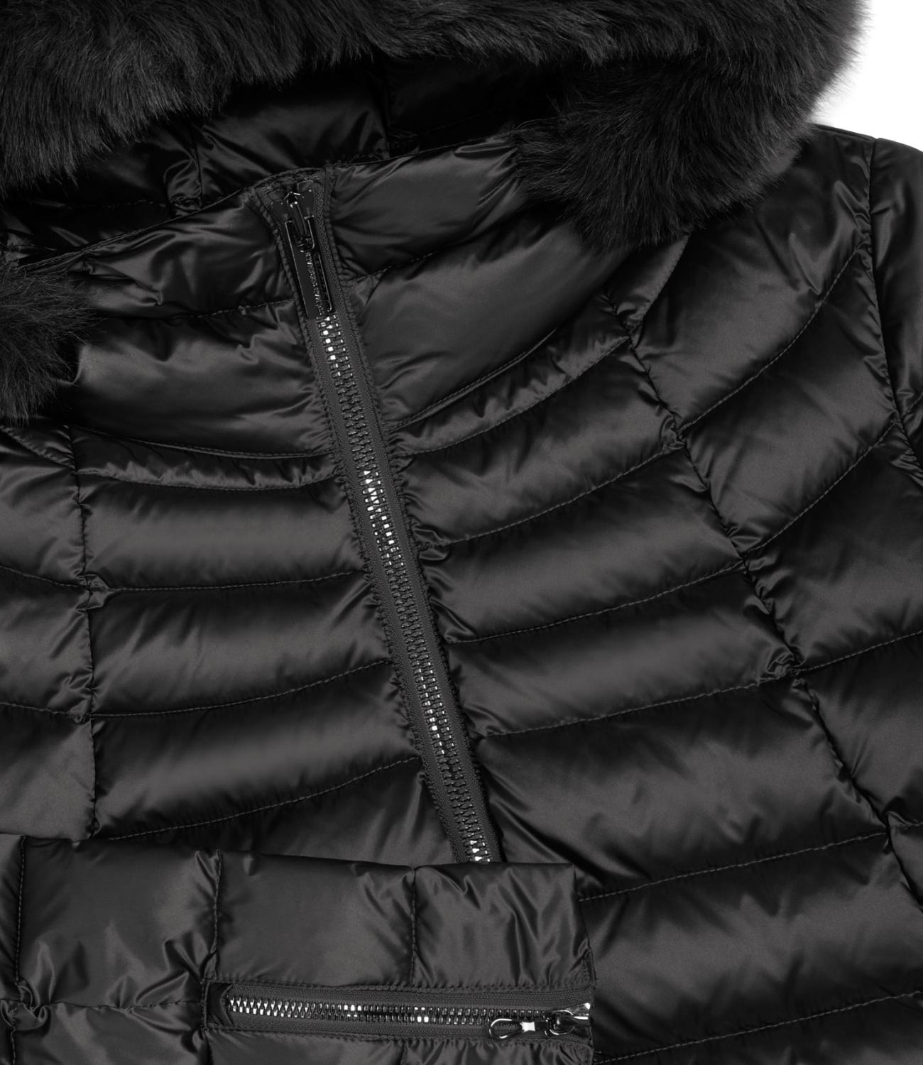 Colmar Piumino lungo nero a trapezio con pelliccia Donna