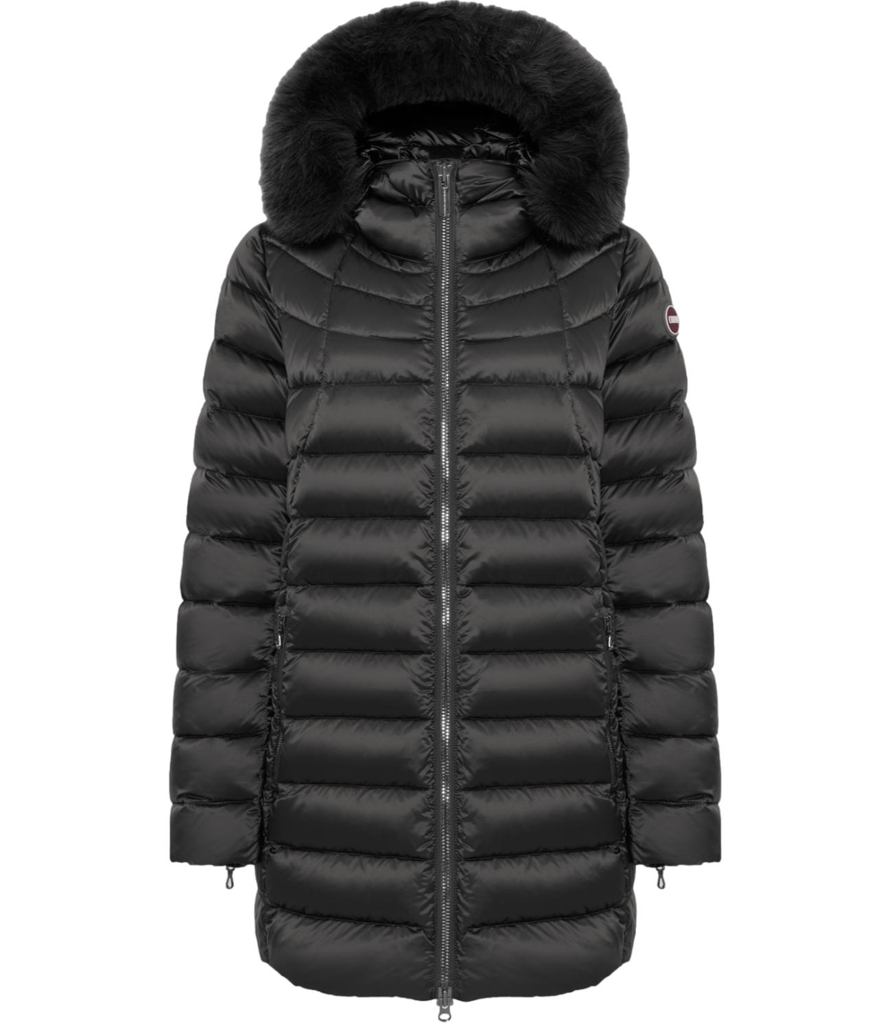 Colmar Piumino lungo nero a trapezio con pelliccia Donna