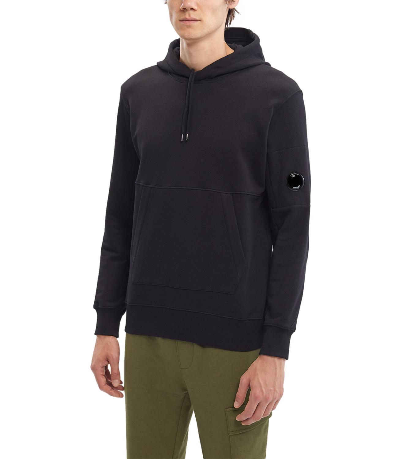 Felpa nera Diagonal Raised Fleece Hooded Lens Sweatshirt