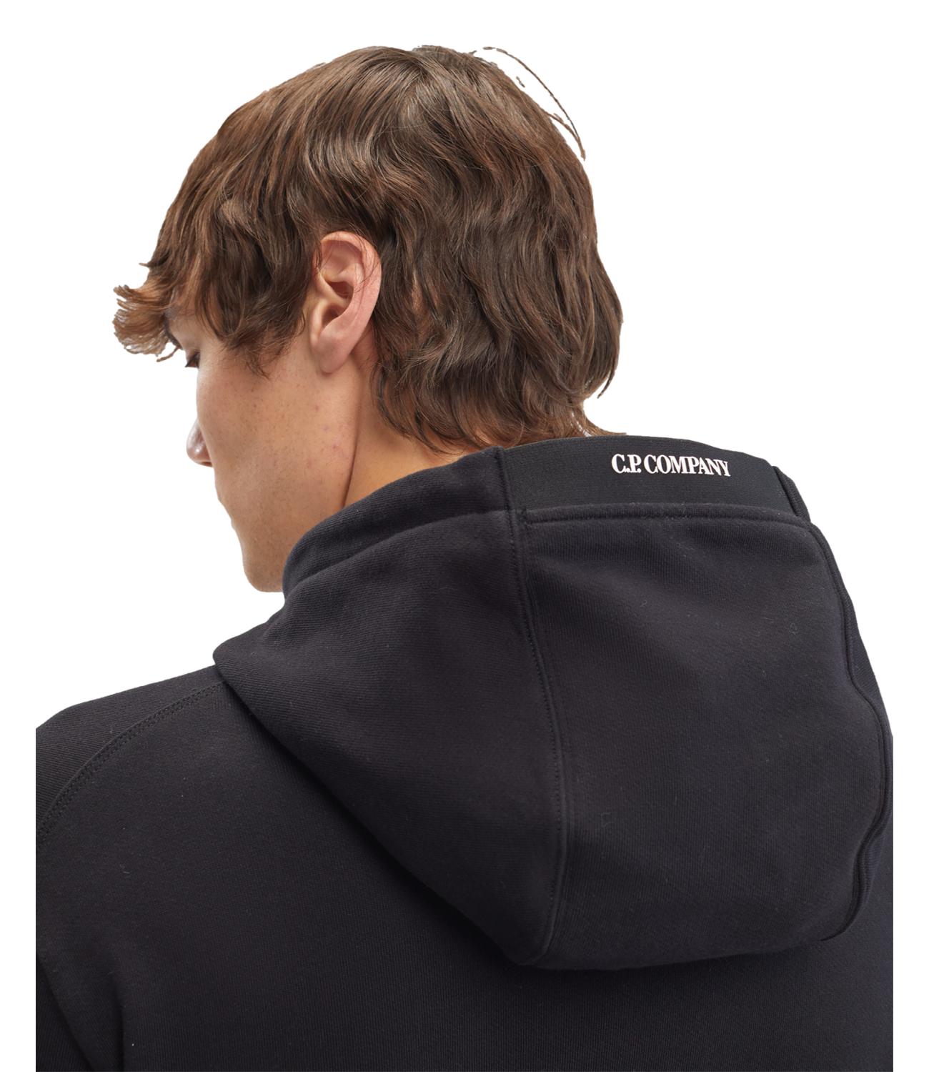 Felpa nera Diagonal Raised Fleece Hooded Lens Sweatshirt