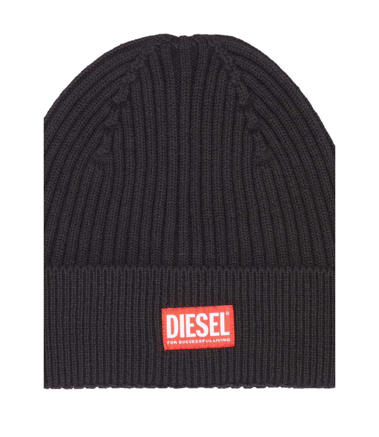 Cappello Diesel beanie nero logo rosso