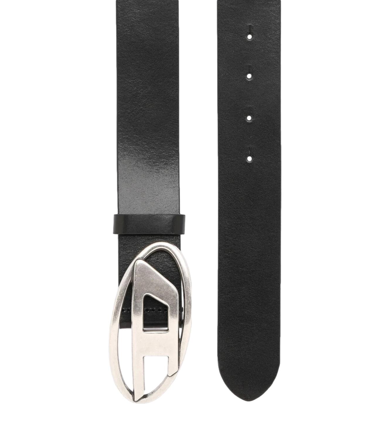 Cintura Diesel nera logo ovale