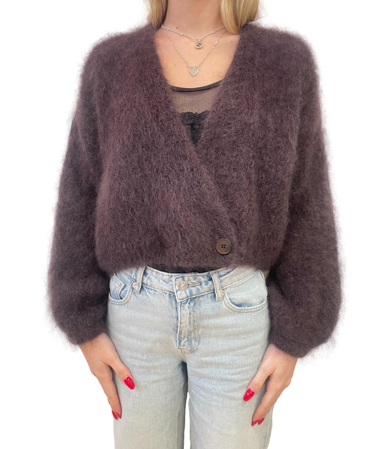Dixie Cardigan Asimmetrico Marrone Donna