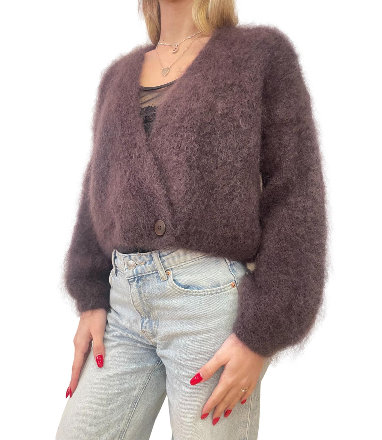 Dixie Cardigan Asimmetrico Marrone Donna