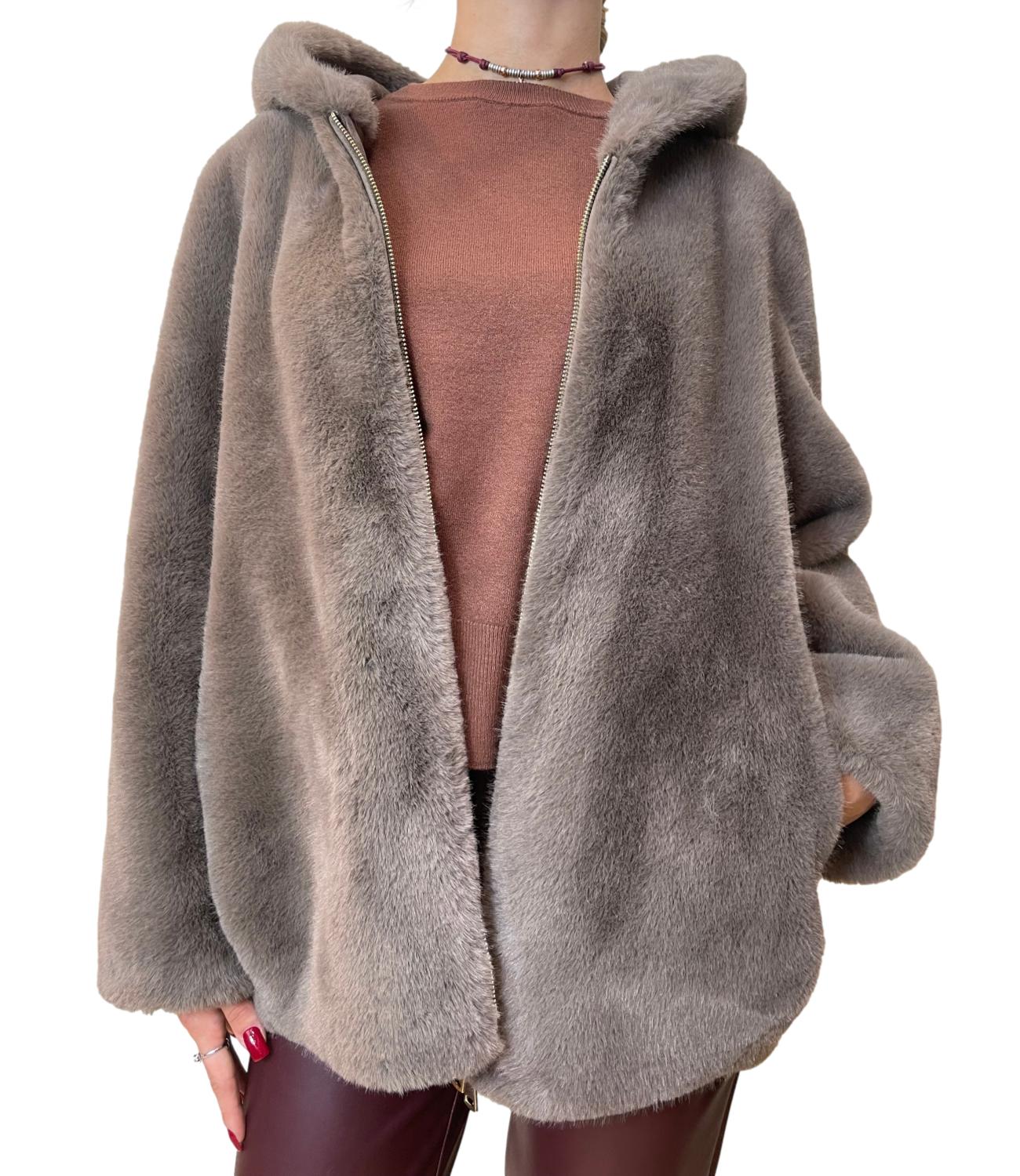 Dixie Giubbino Ecopelliccia Tortora Donna