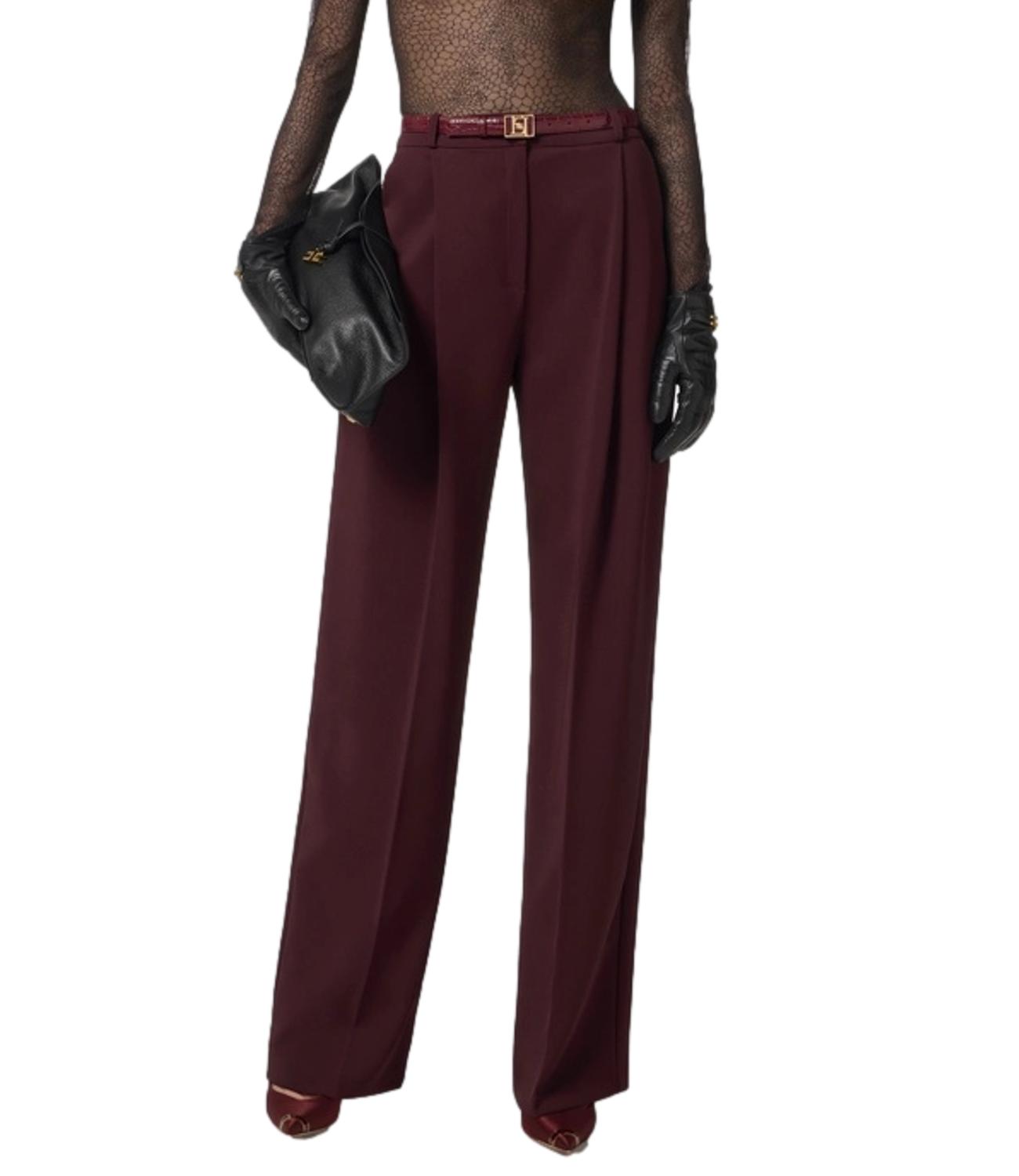 Pantaloni neri in crêpe leggero bordeaux