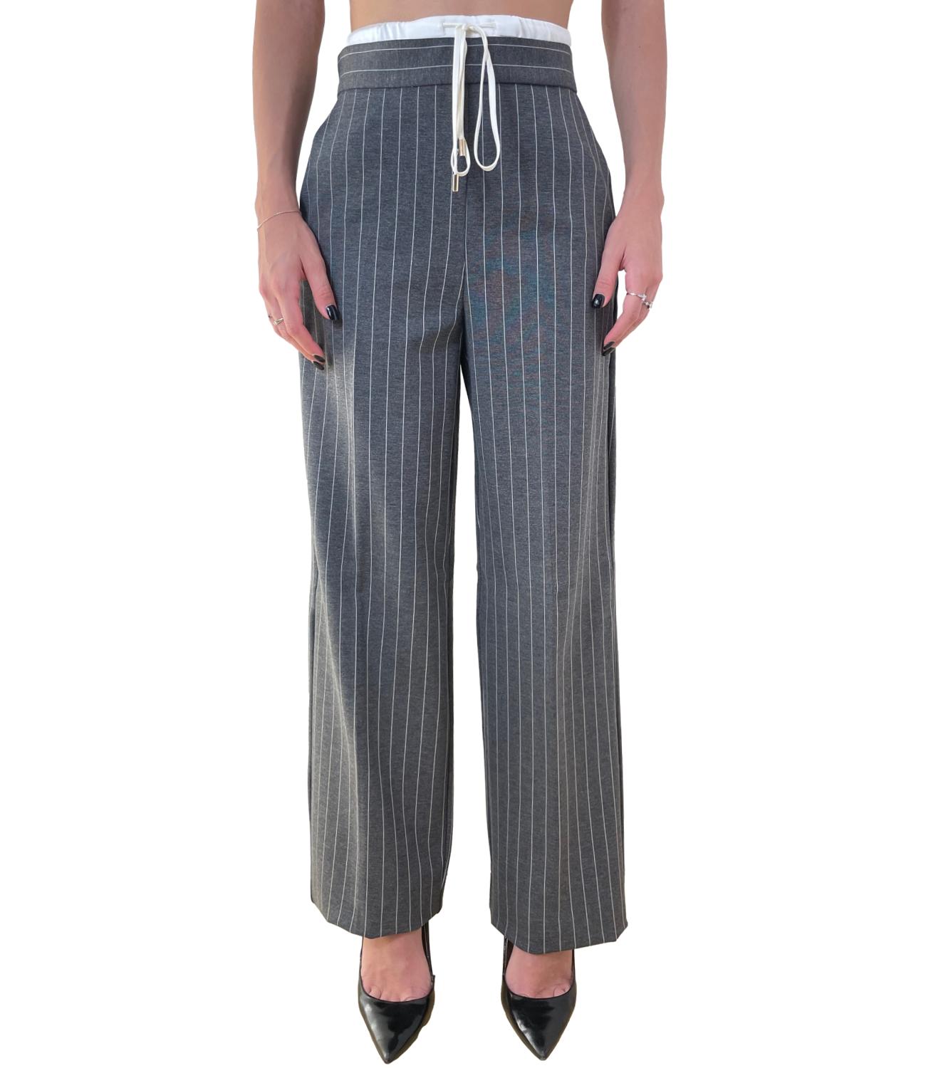 Emme Marella Pantalone Caraffa Grigio Gessato Donna