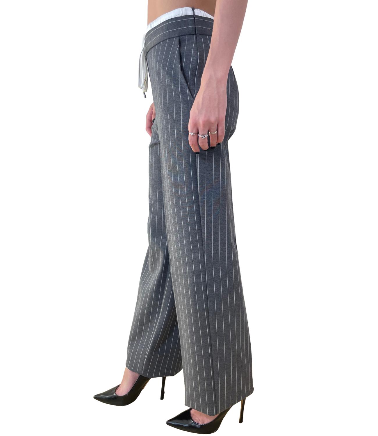 Emme Marella Pantalone Caraffa Grigio Gessato Donna