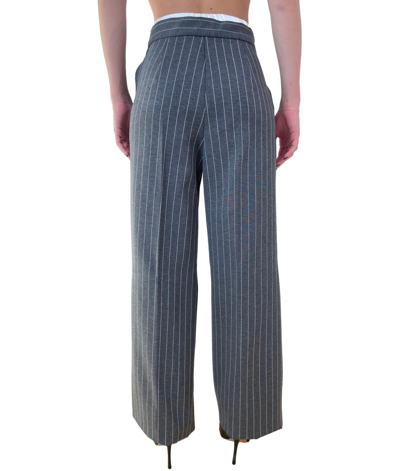 Emme Marella Pantalone Caraffa Grigio Gessato Donna
