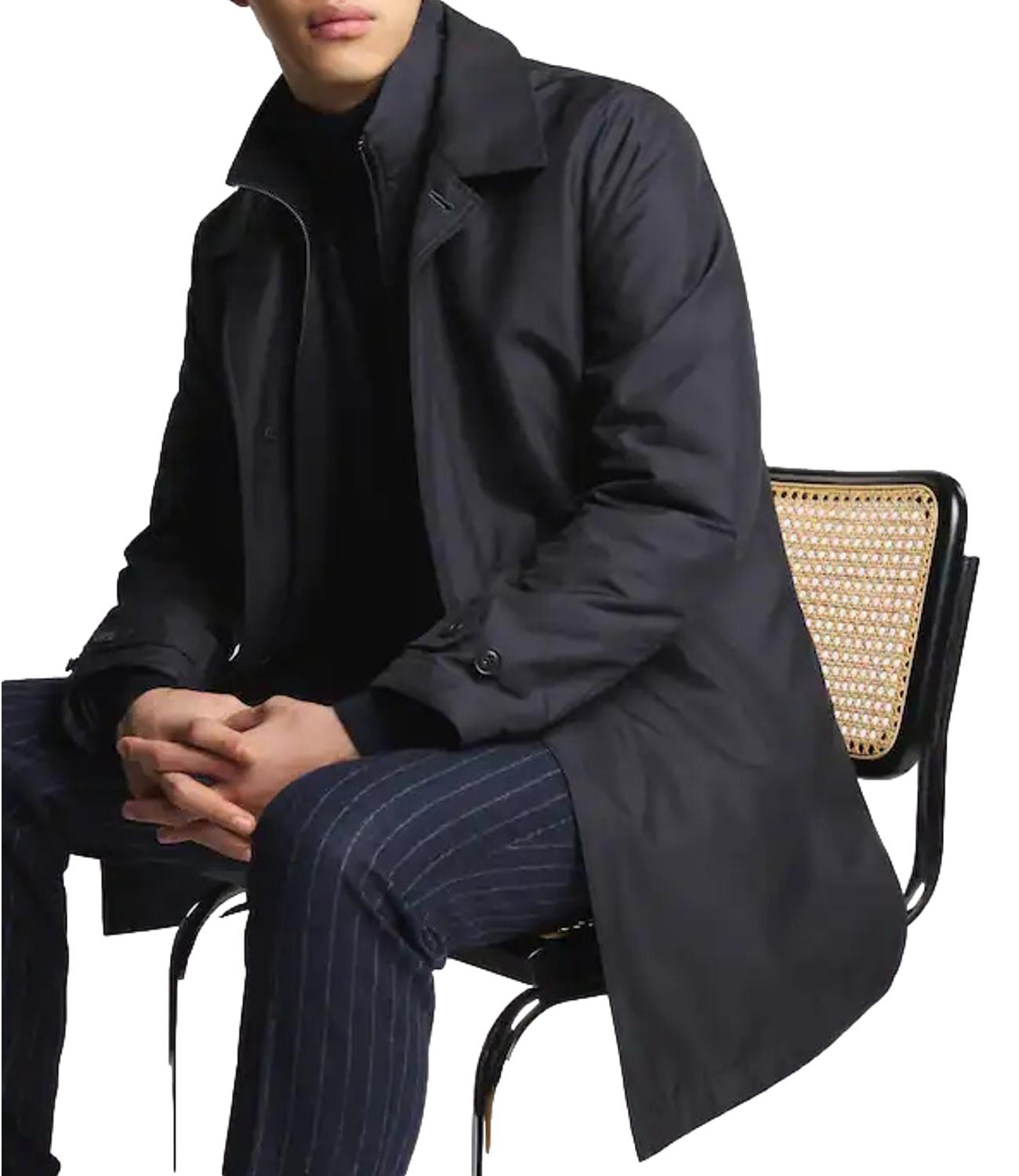 Trench Morning Coat in Popeline Tecnico blu scuro