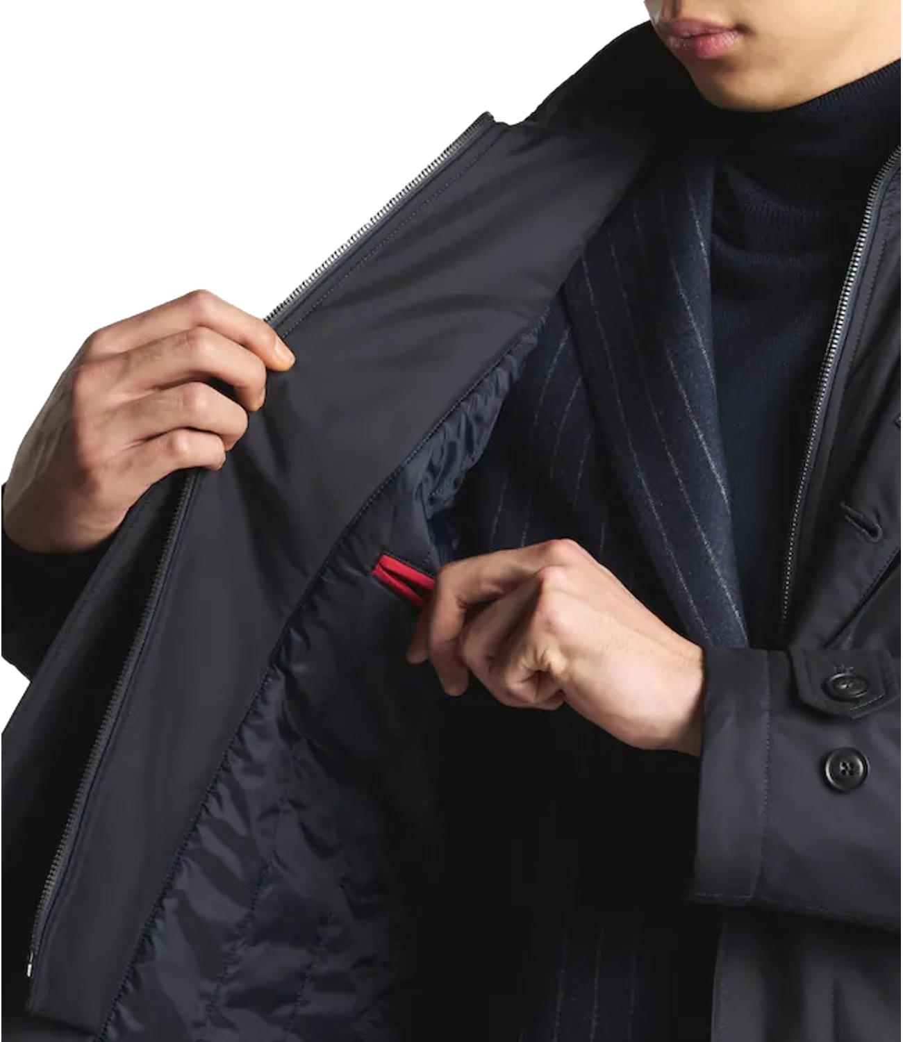 Trench Morning Coat in Popeline Tecnico blu scuro