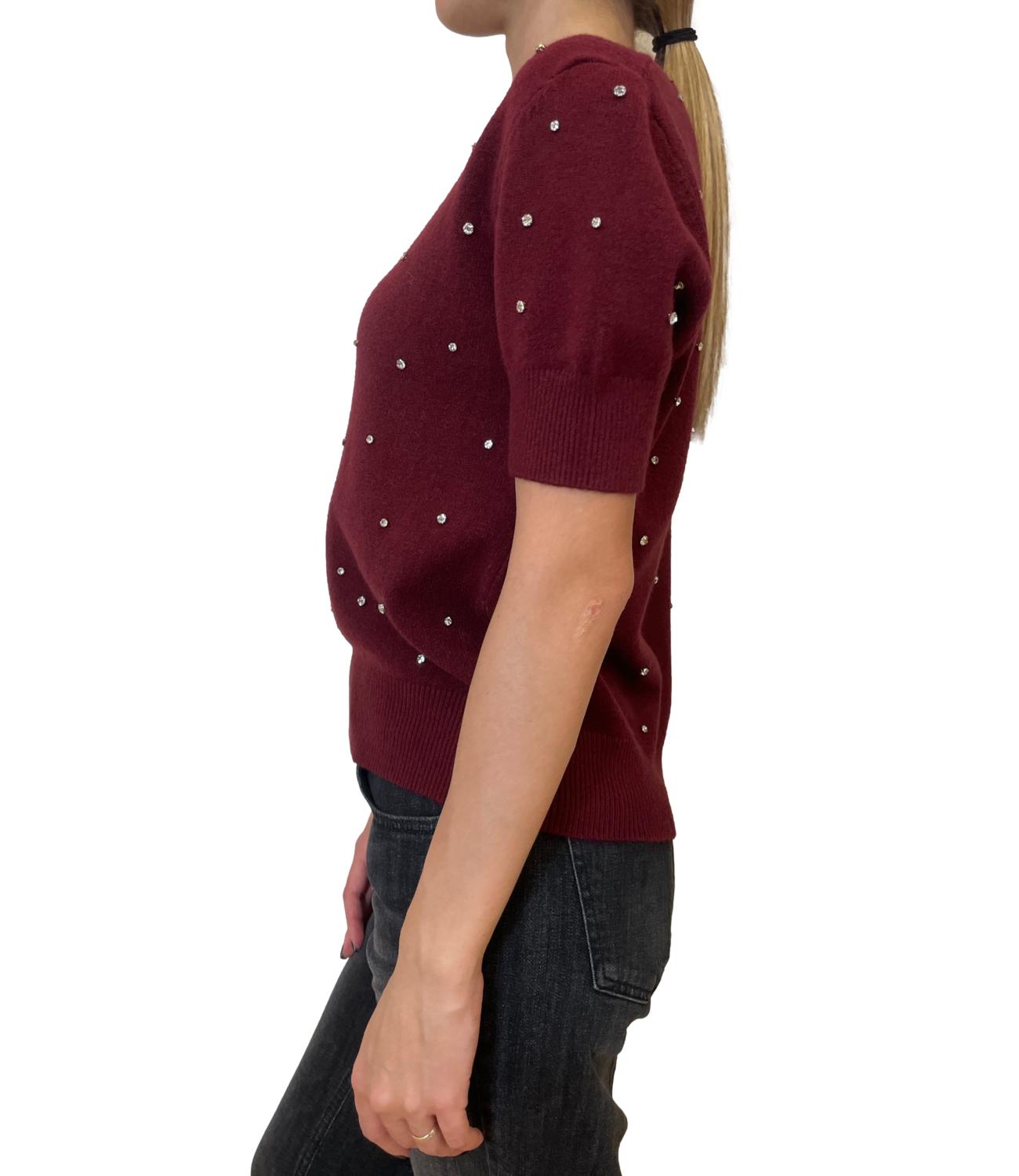 Glamour Maglia Gioiello Bordeaux Donna