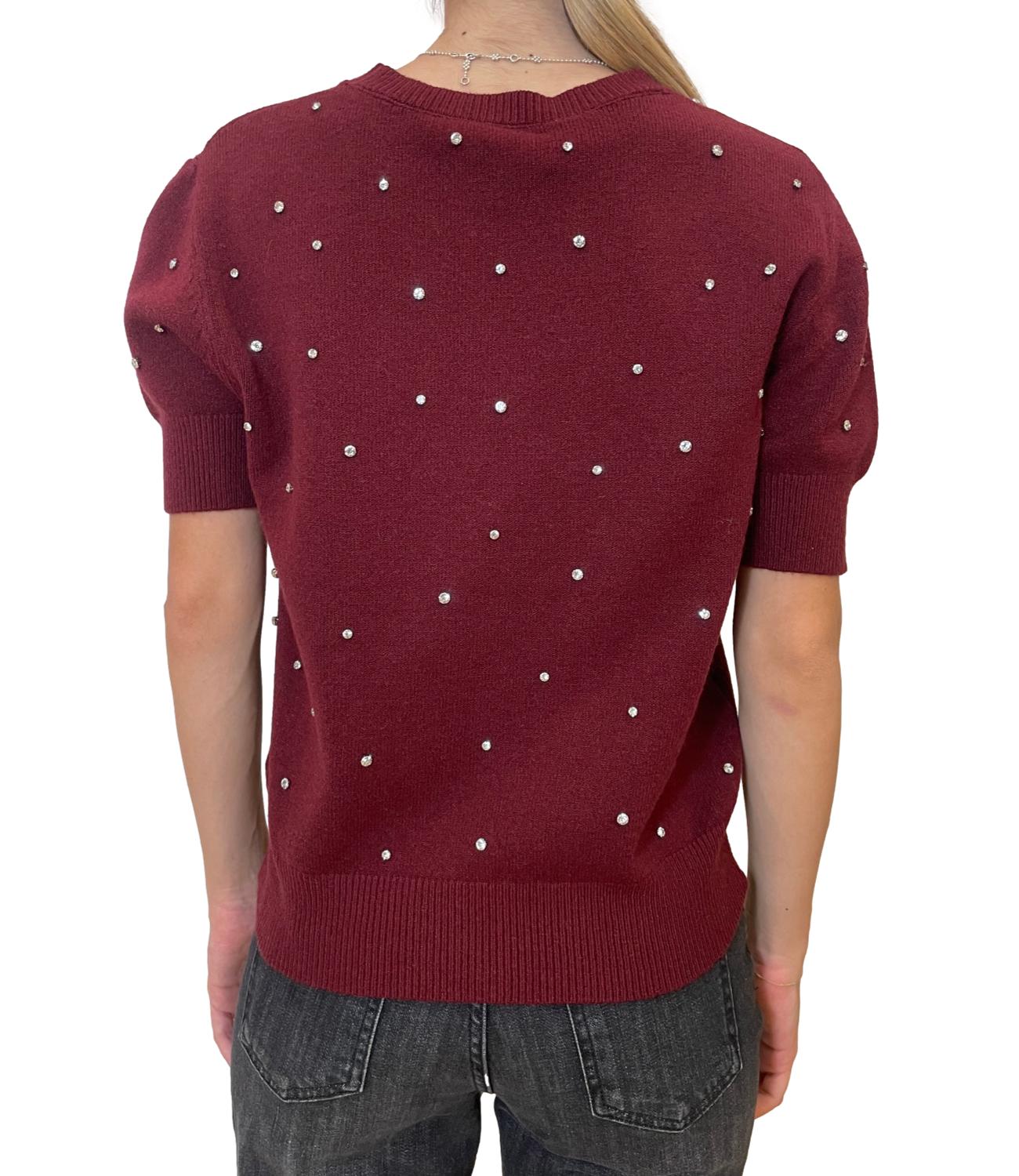 Glamour Maglia Gioiello Bordeaux Donna