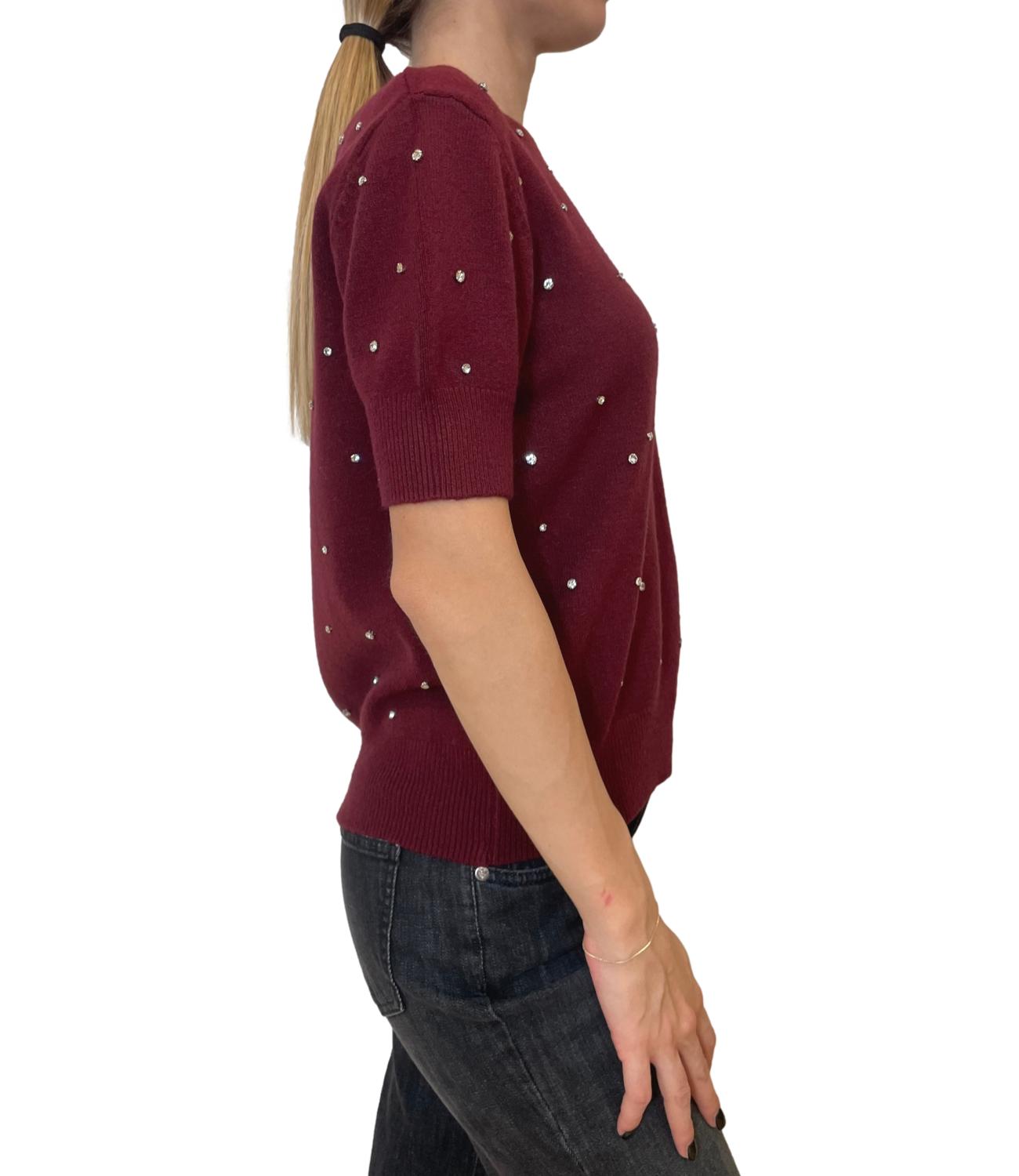 Glamour Maglia Gioiello Bordeaux Donna