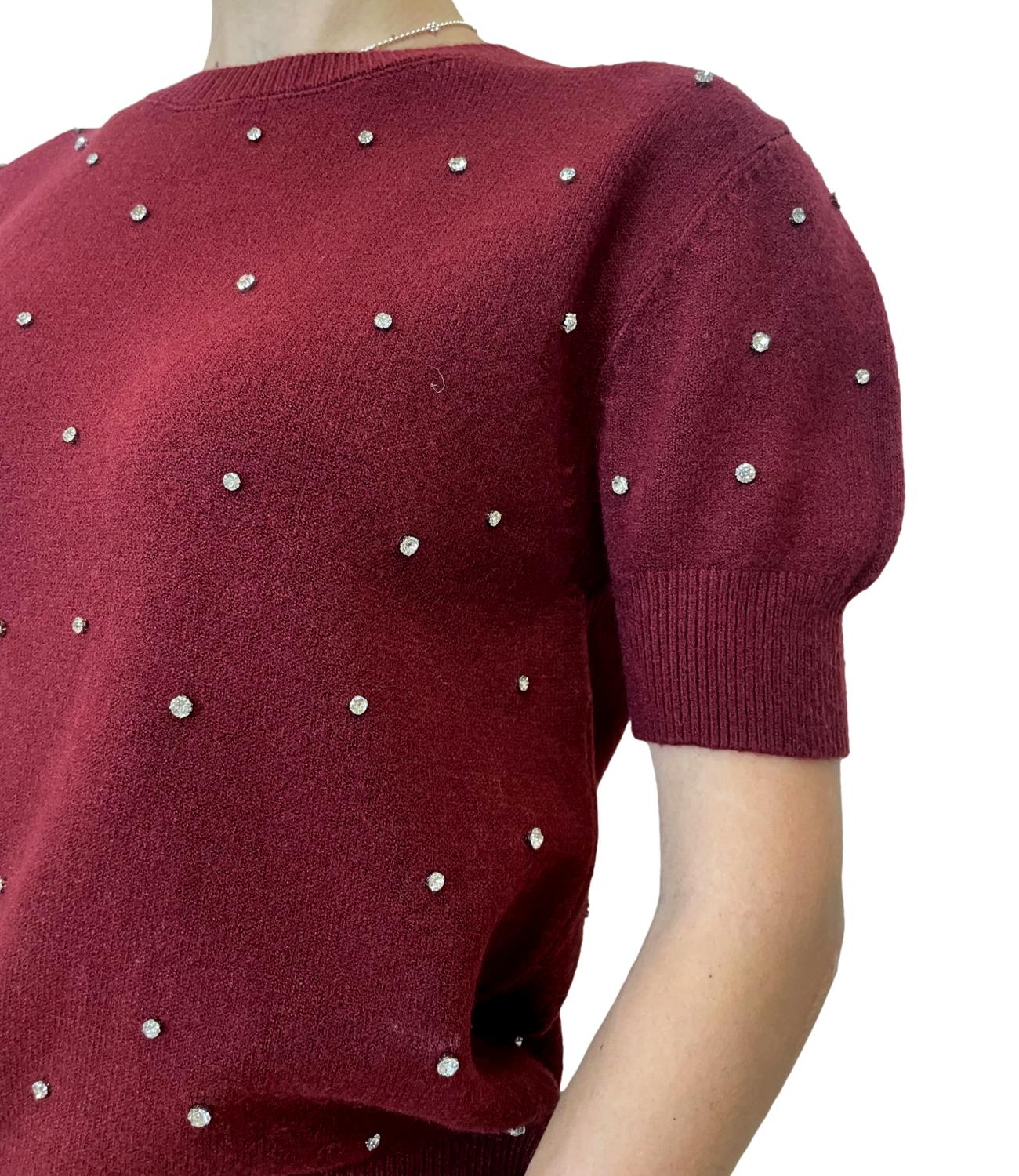 Glamour Maglia Gioiello Bordeaux Donna