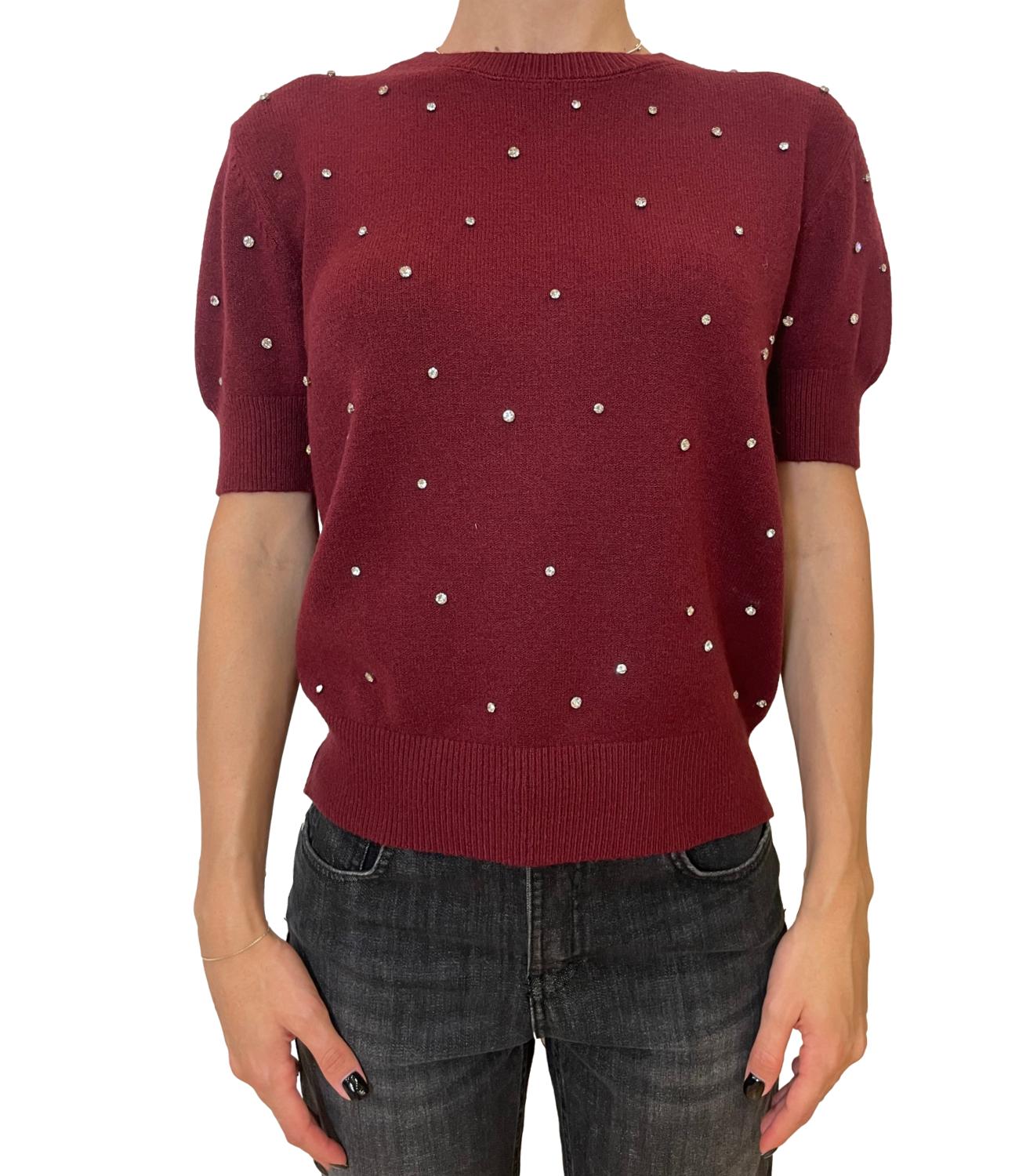 Glamour Maglia Gioiello Bordeaux Donna