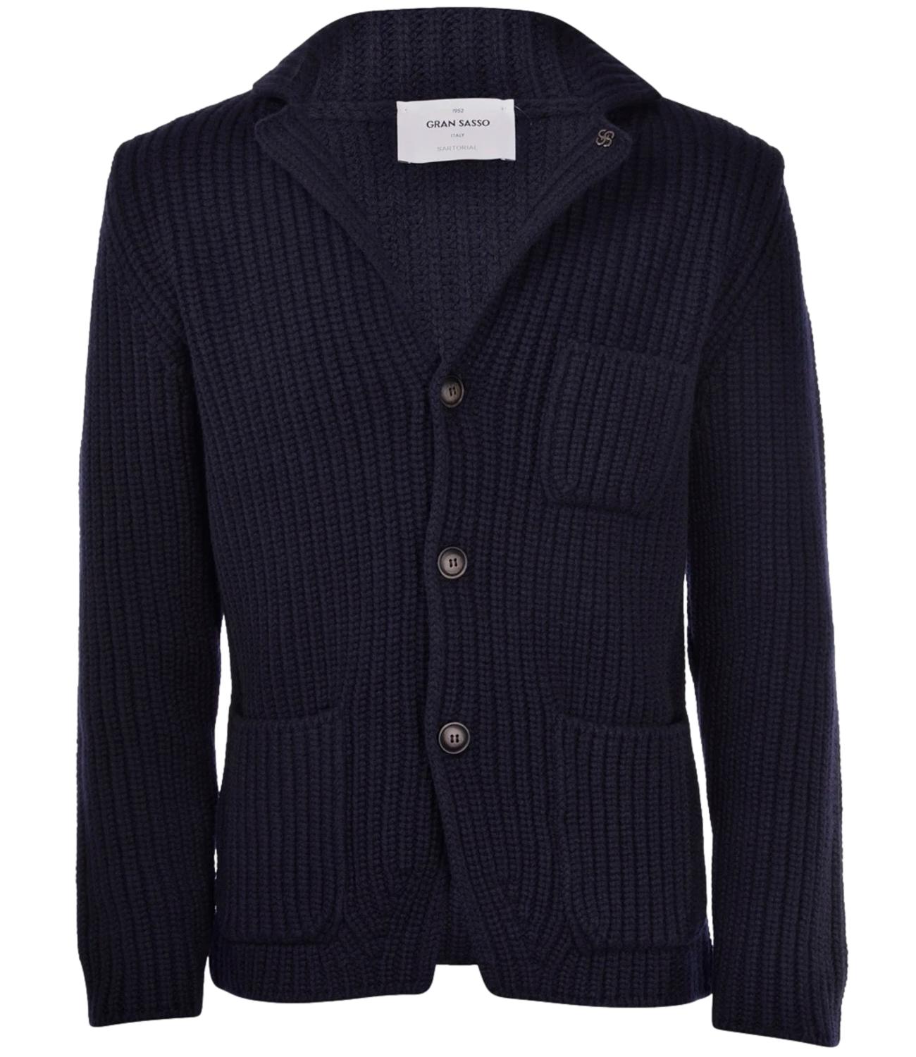Giacca cardigan in lana spessa blu uomo