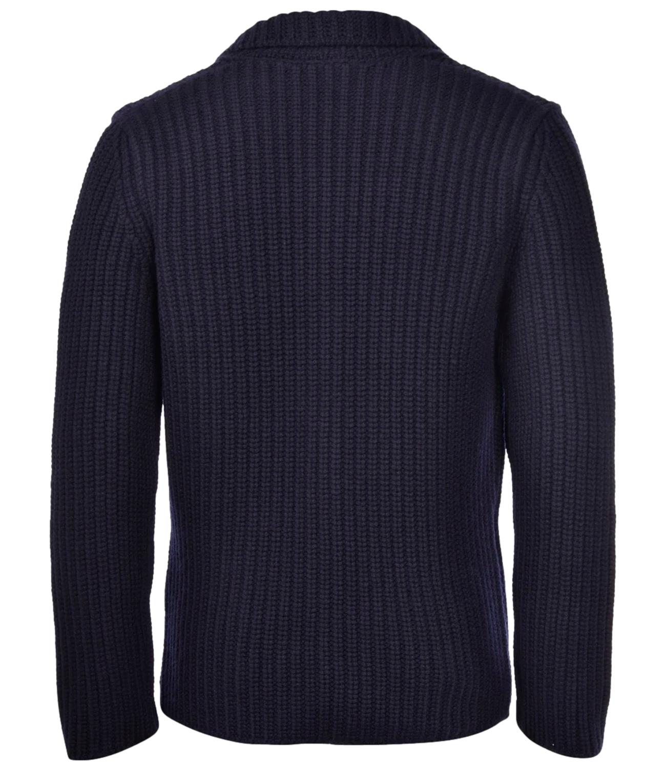 Giacca cardigan in lana spessa blu uomo