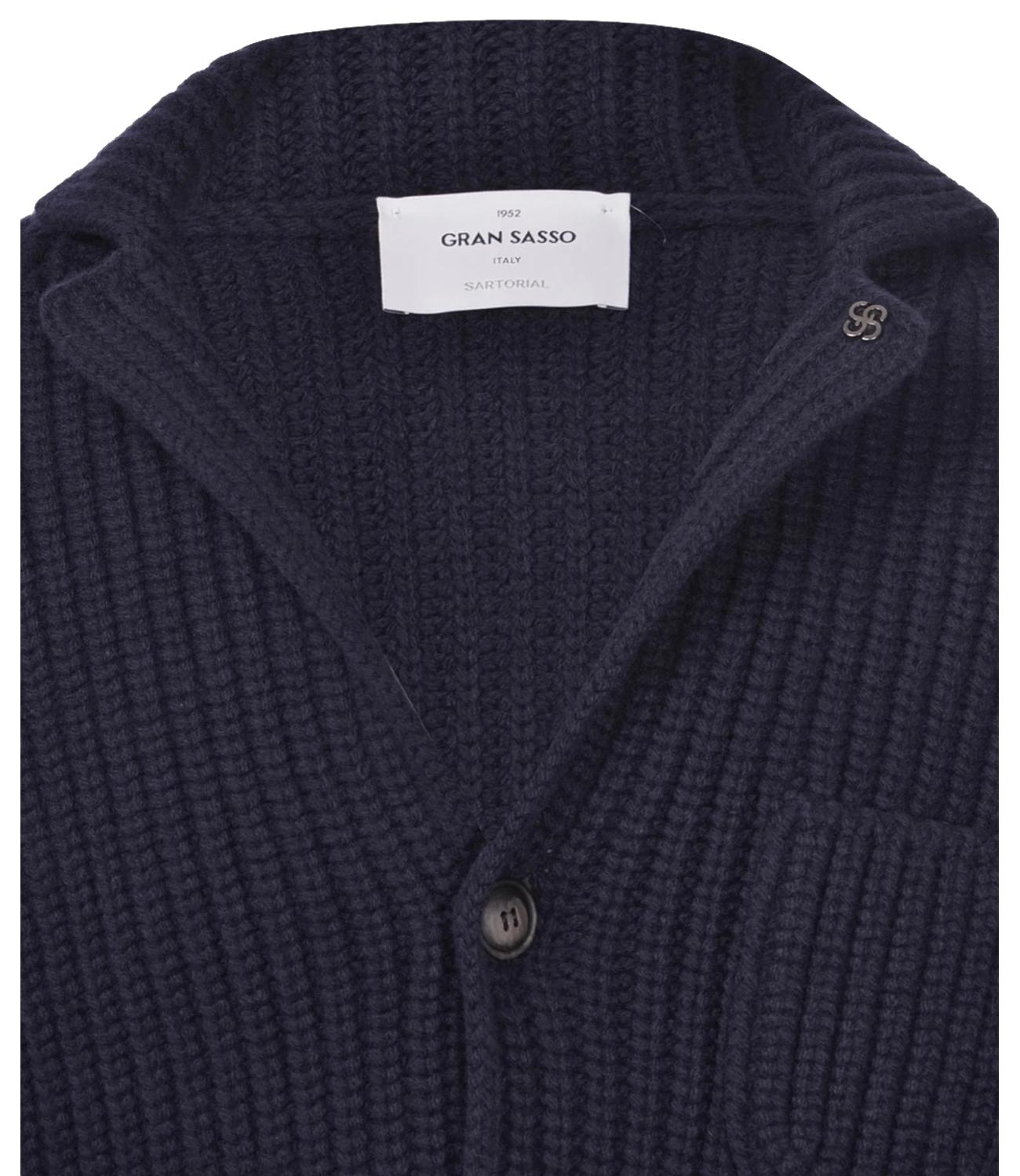 Giacca cardigan in lana spessa blu uomo