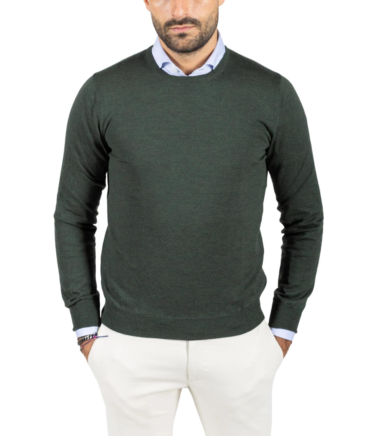 Paricollo verde uomo in lana rasata