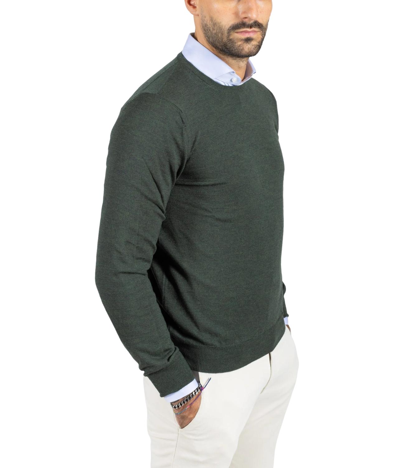 Paricollo verde uomo in lana rasata