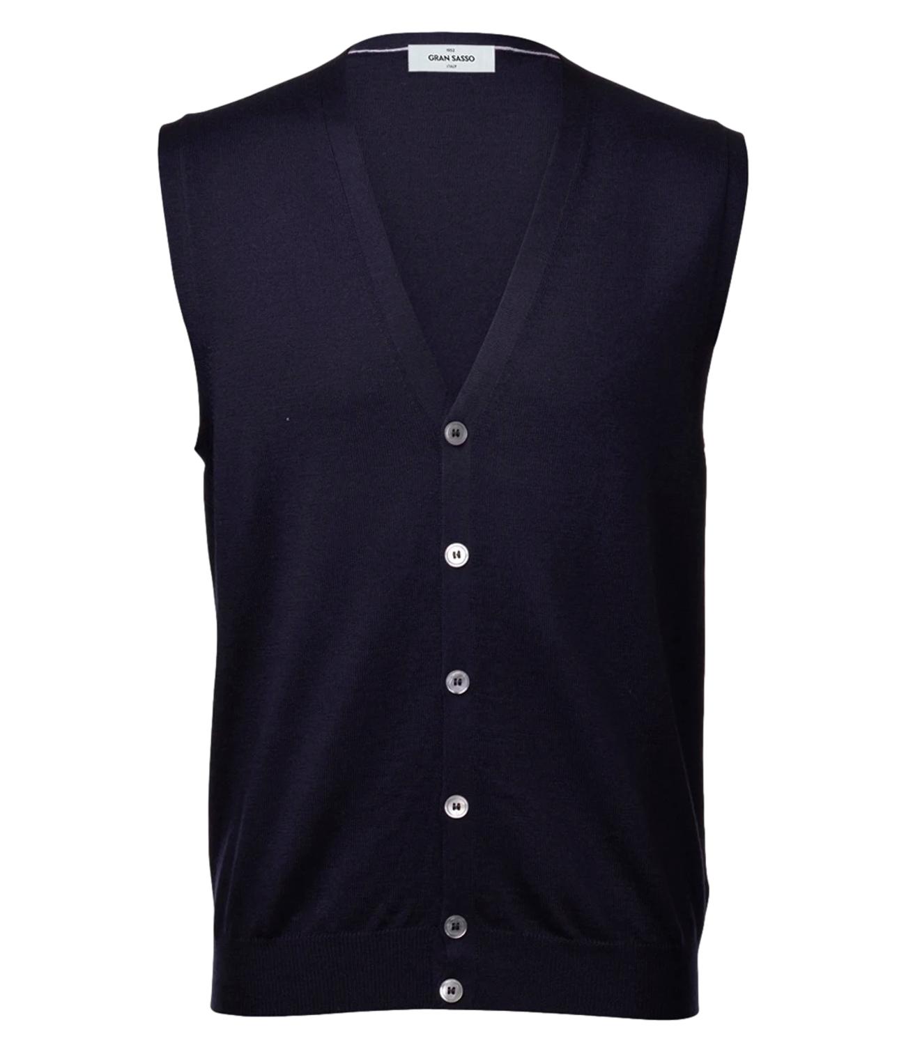 Gilet blu uomo in lana rasata