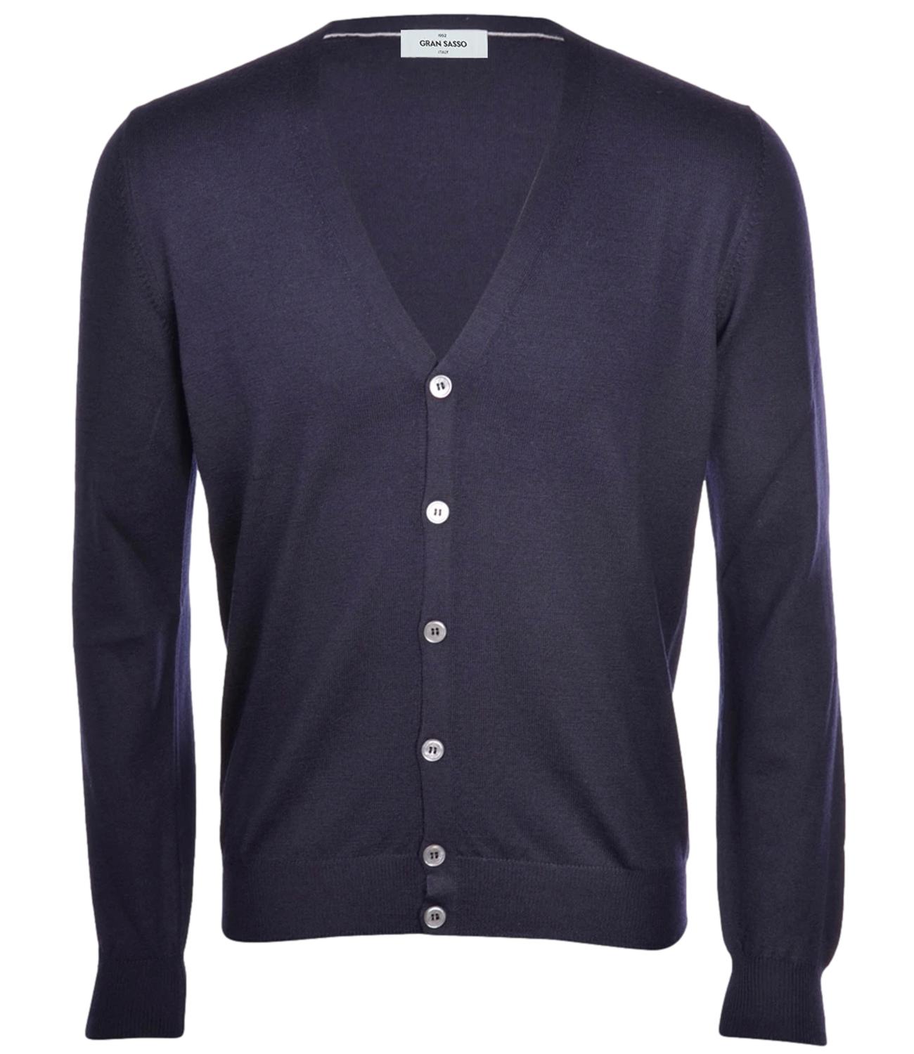 Cardigan blu uomo in lana rasata