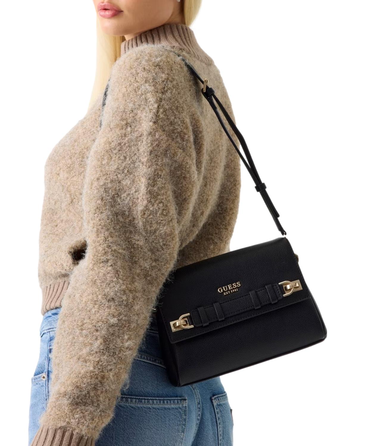 Guess Borsa Gregoria Flap Nero Donna
