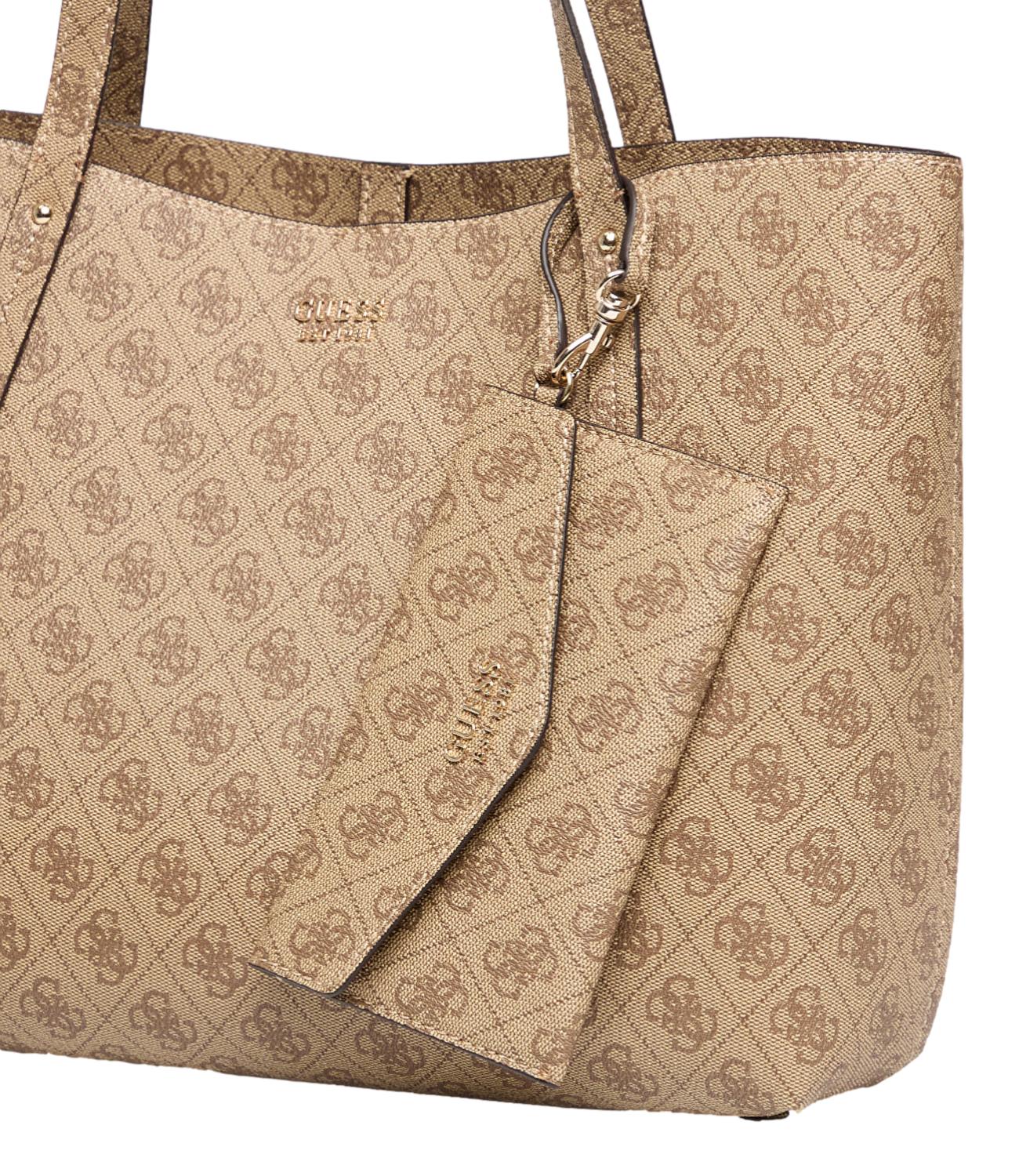 Guess Borsa Brenton Brenton Tote Latte Logo Donna