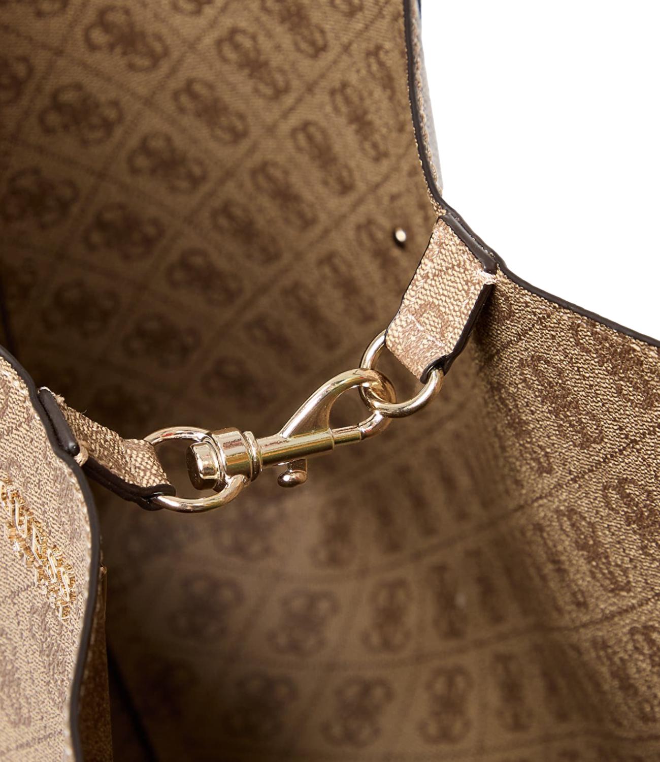Guess Borsa Brenton Brenton Tote Latte Logo Donna