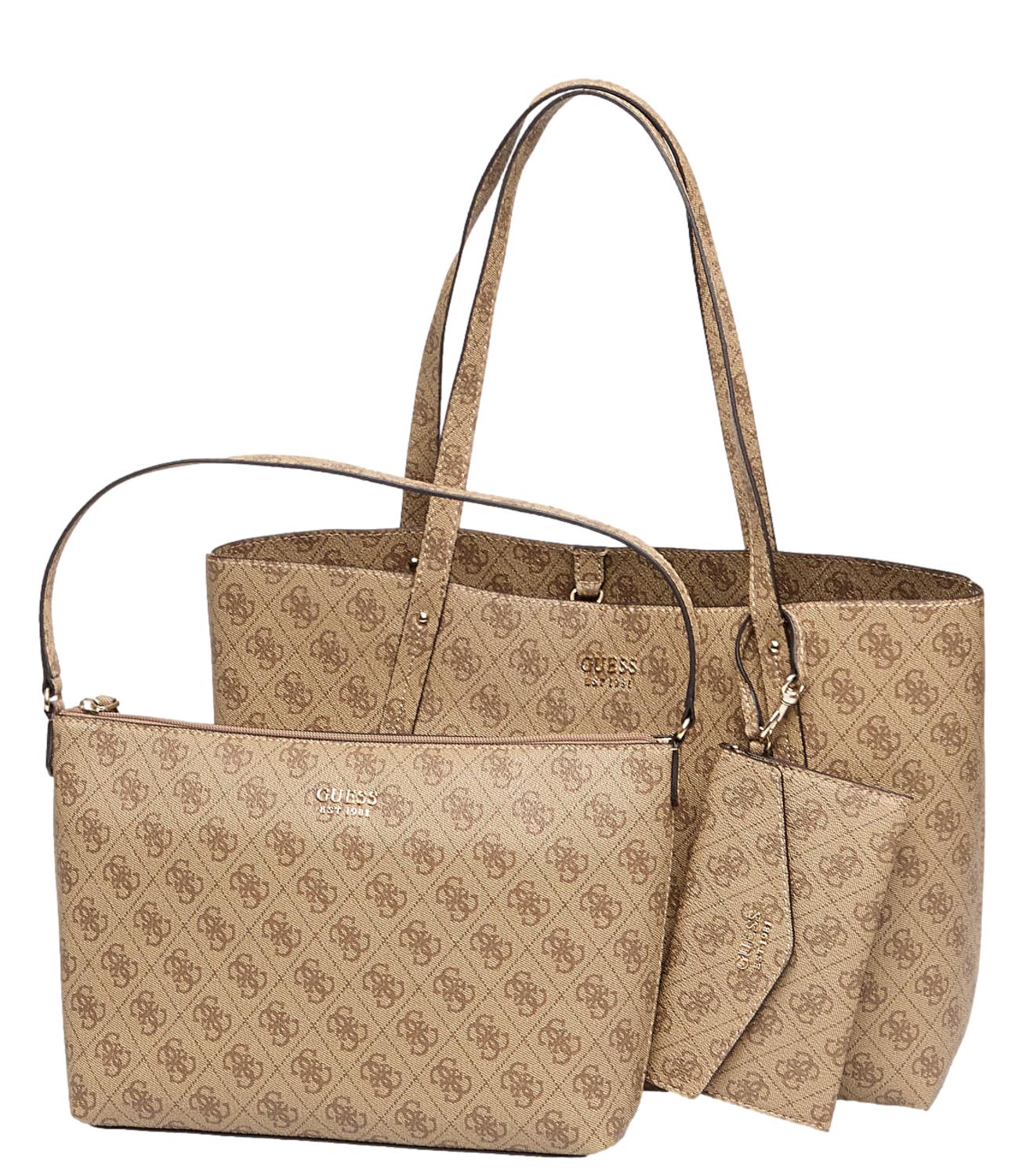 Guess Borsa Brenton Brenton Tote Latte Logo Donna