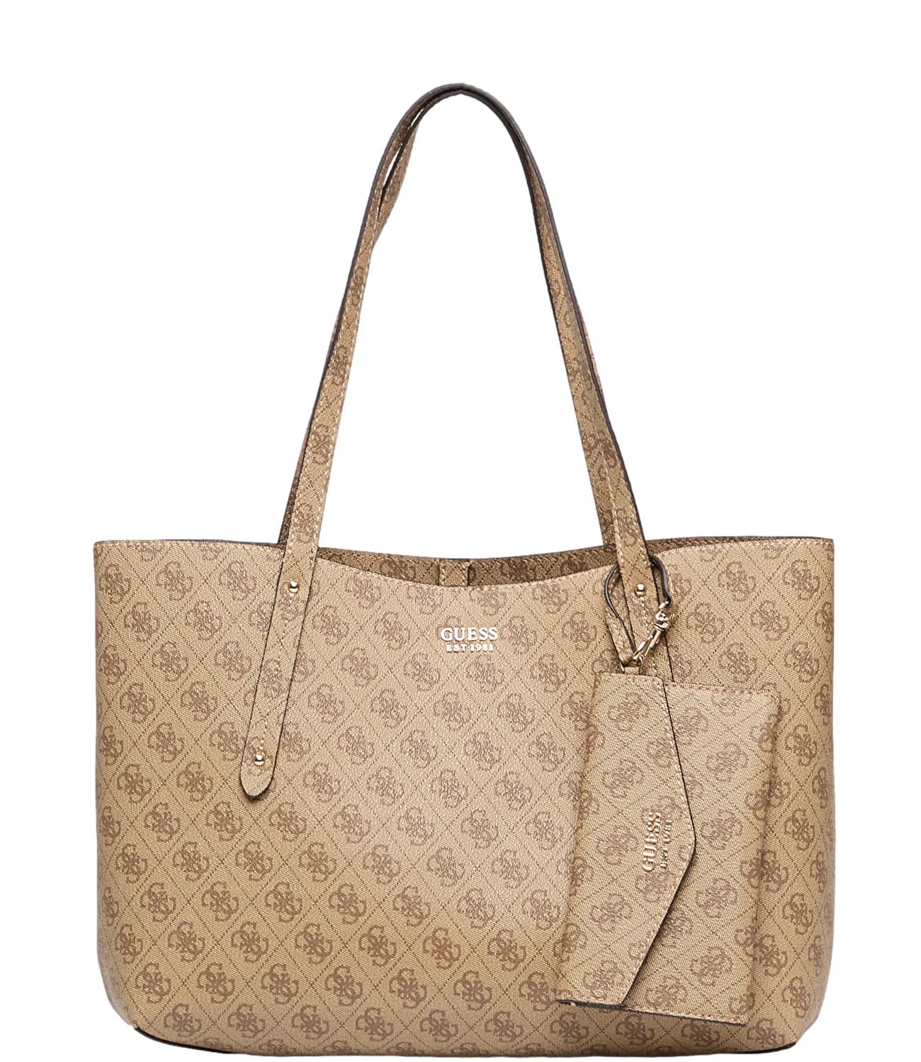 Guess Borsa Brenton Brenton Tote Latte Logo Donna