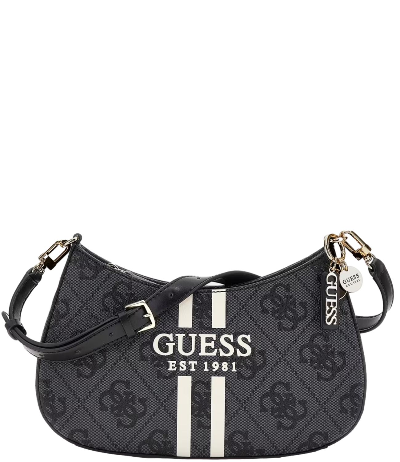 Guess Borsa Noelle Ii Top Zip Shoulder Bag Nera Donna