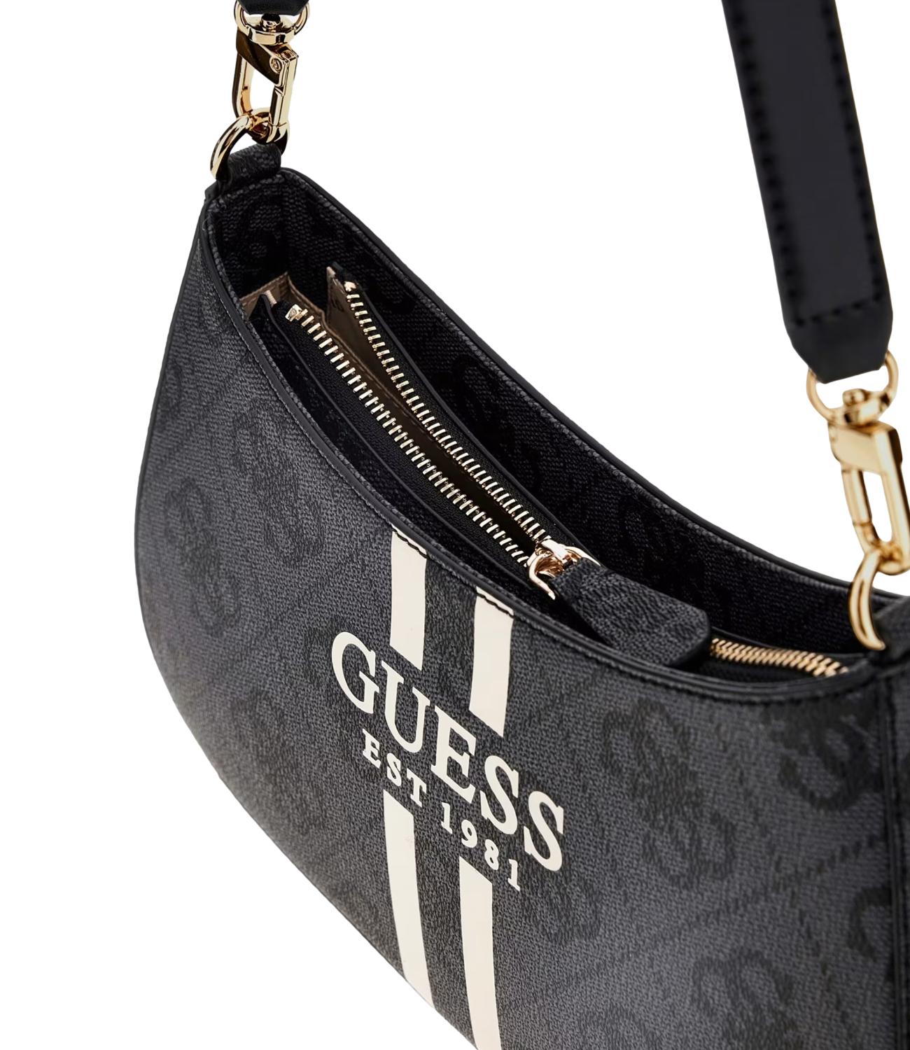 Guess Borsa Noelle Ii Top Zip Shoulder Bag Nera Donna