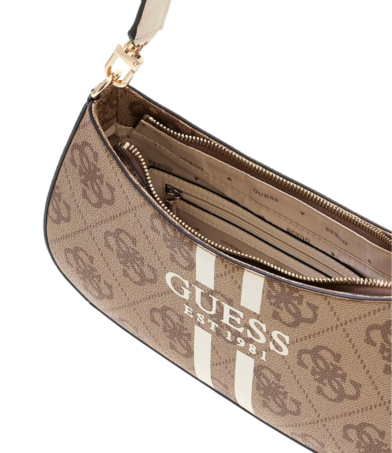 Guess Borsa Noelle Ii Top Zip Latte Logo Donna